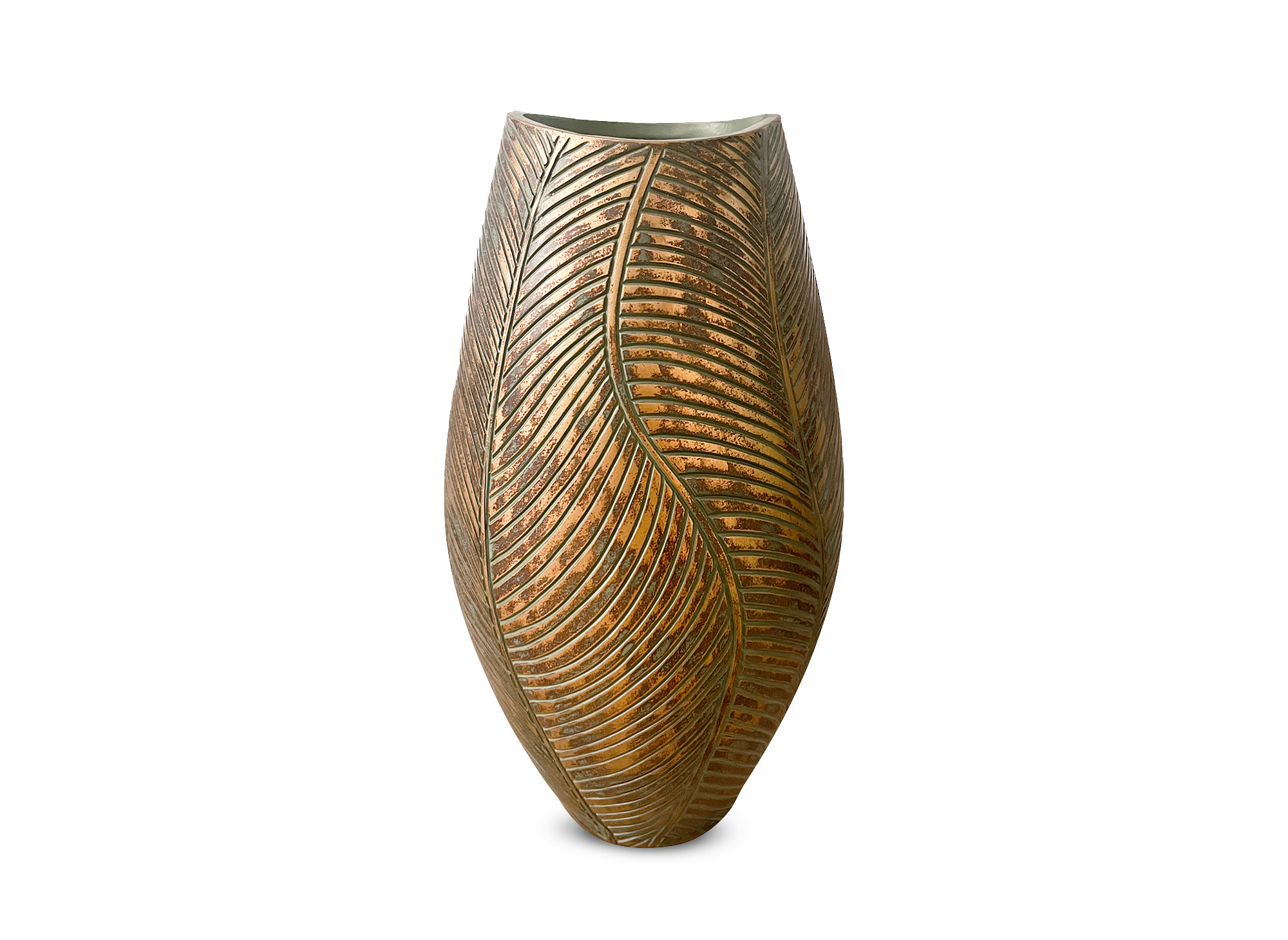 Vase en polyrésine vert et doré H40 cm ZAHARA