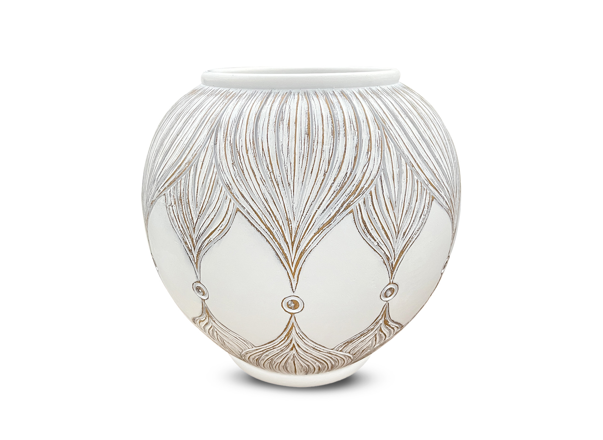 Vase boule en polyrésine blanc H29 cm MANOLIS