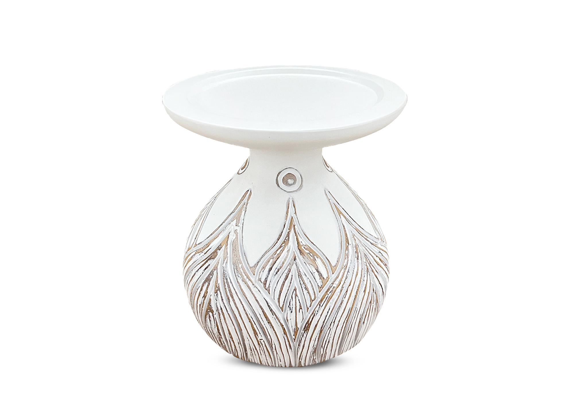 Bougeoir en polyrésine blanc H16 cm MANOLIS