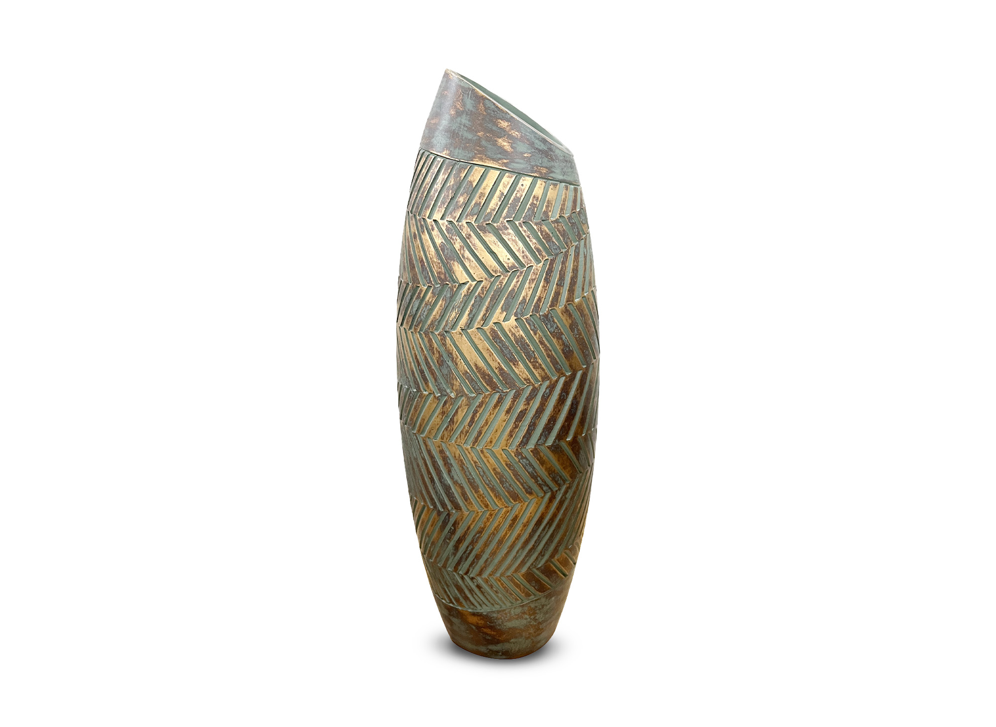 Vase en polyrésine vert et doré H46 cm AMIRA