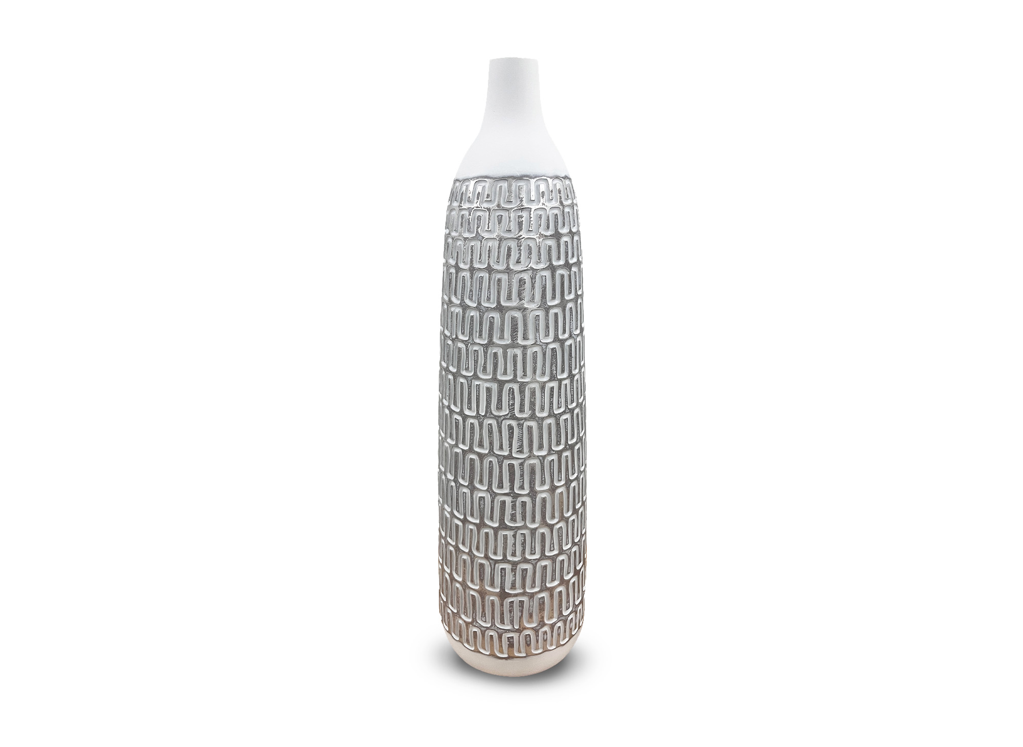 Vase XL en polyrésine blanc et argent H59 cm ALAIA