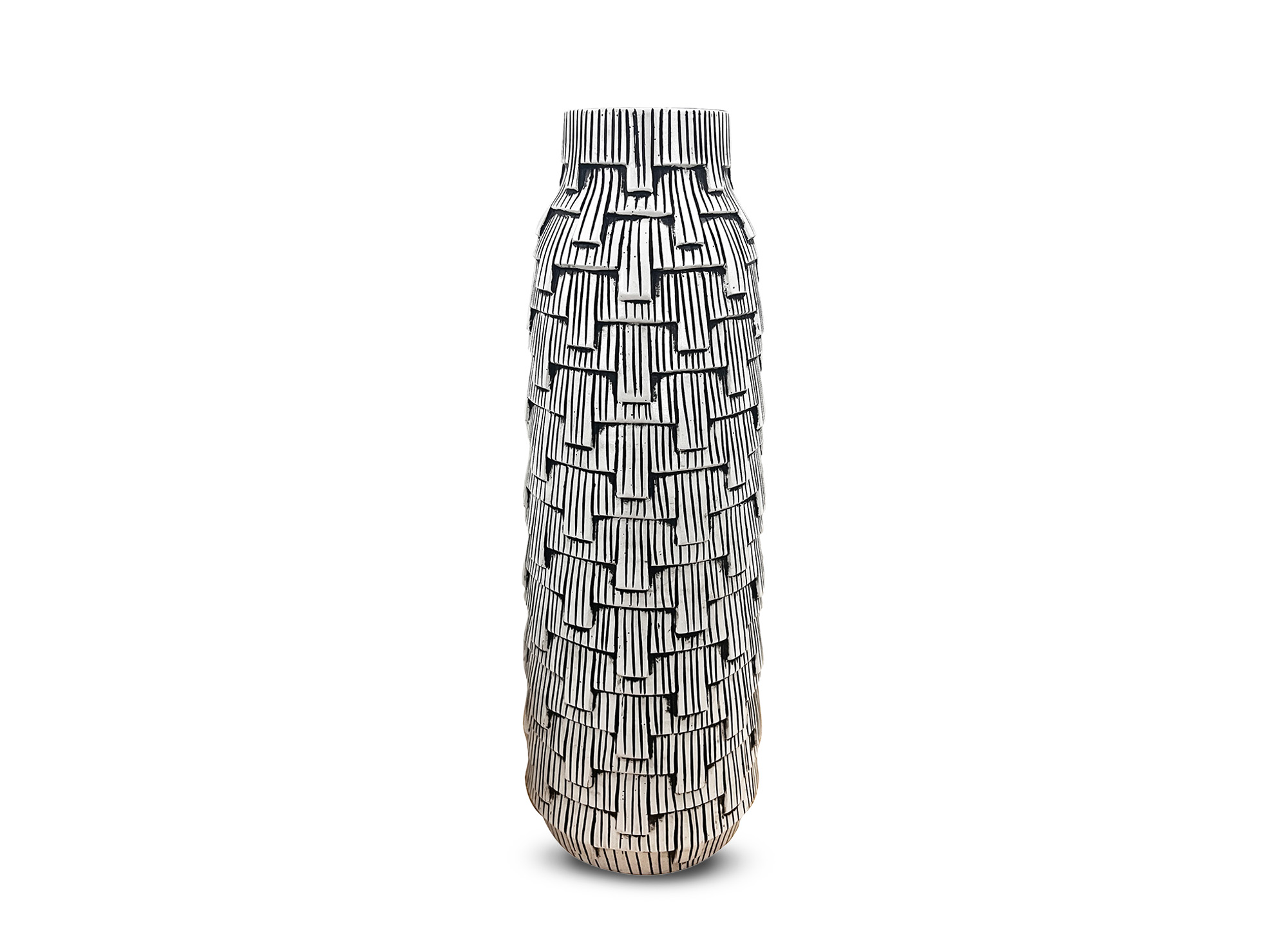 Vase contemporain en polyrésine noir et blanc H50 cm INAYA