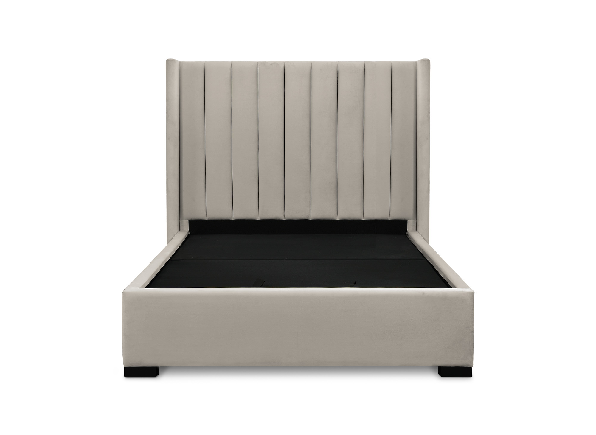Lit coffre en velours taupe 140x190 cm ALENA