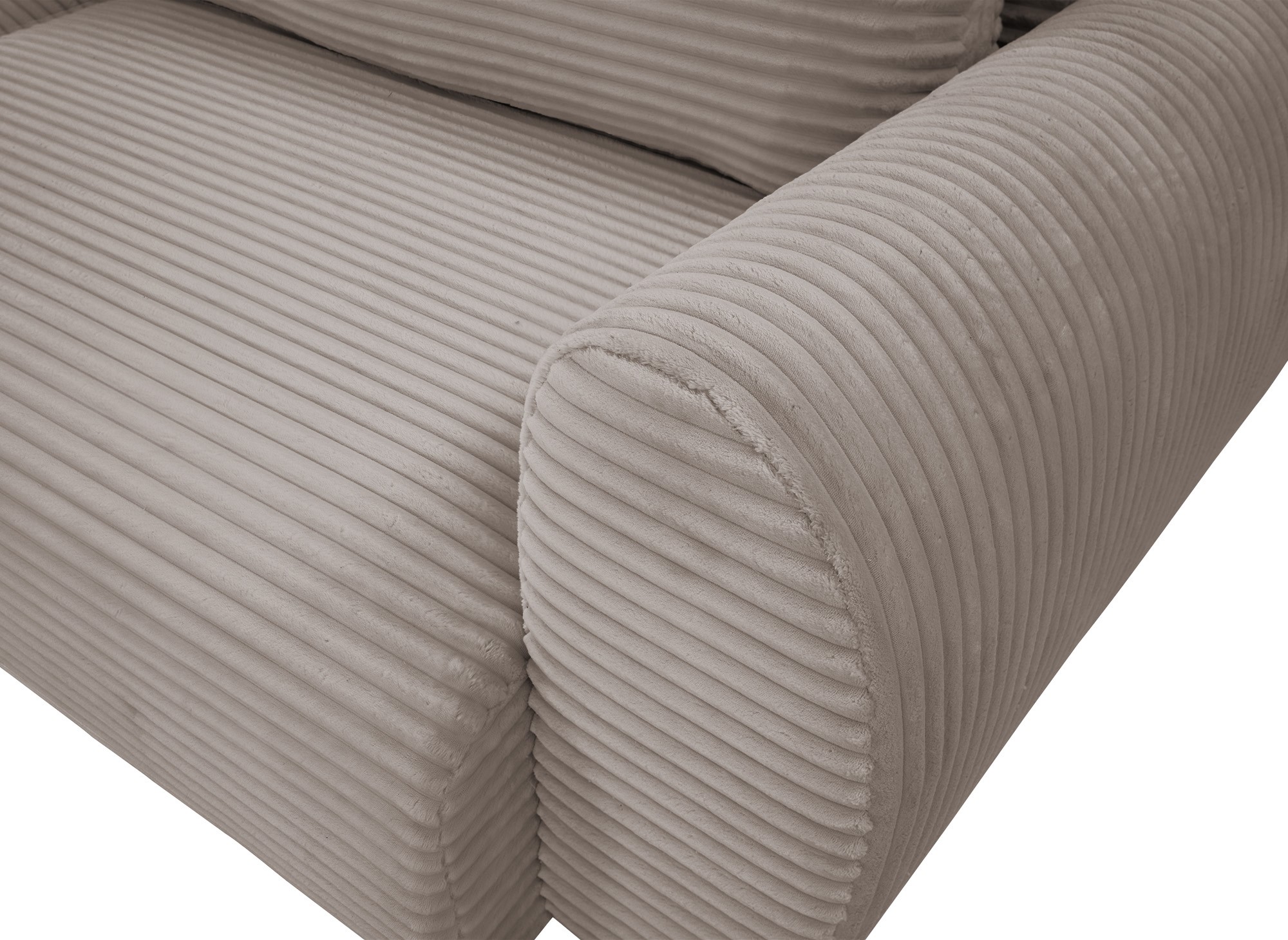 Canapé d'angle convertible avec coffre en velours gros côtelé doux taupe TILDA - Angle gauche