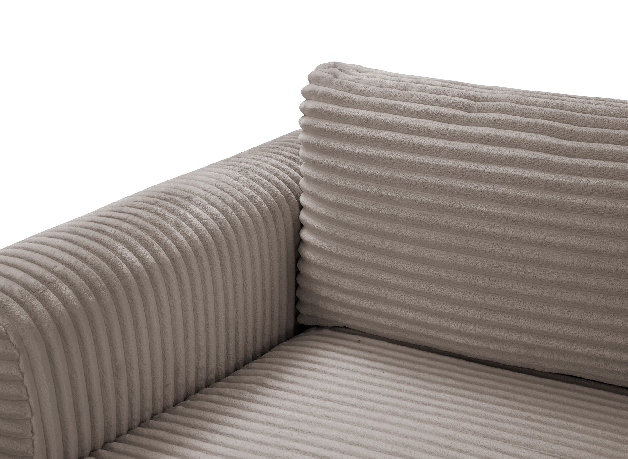 Canapé d'angle convertible avec coffre en velours gros côtelé doux taupe TILDA - Angle gauche