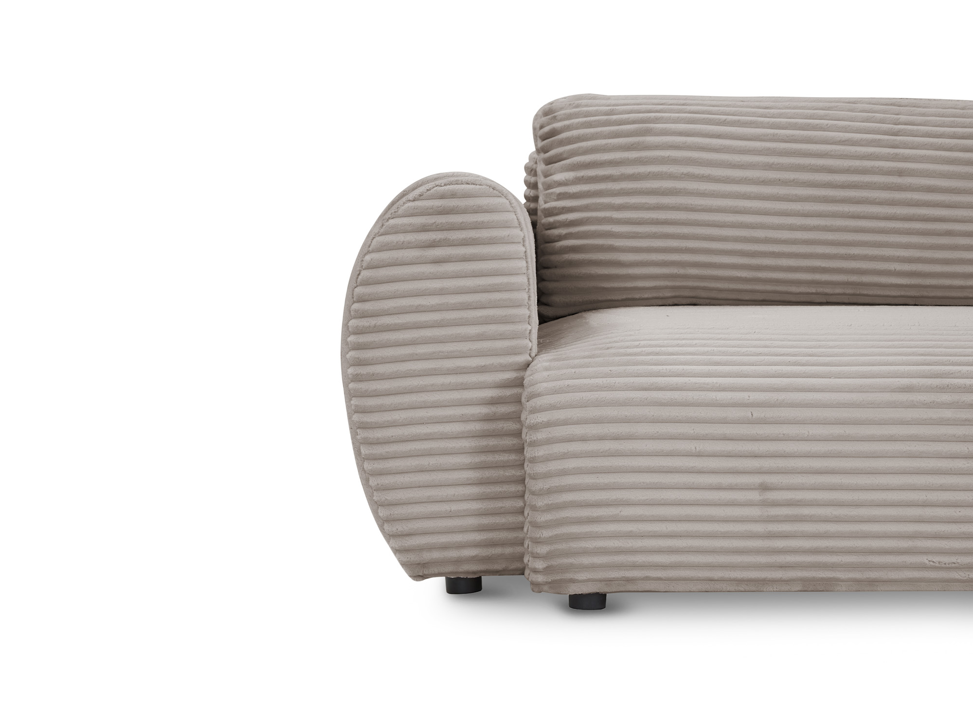 Canapé d'angle convertible avec coffre en velours gros côtelé doux taupe TILDA - Angle droit