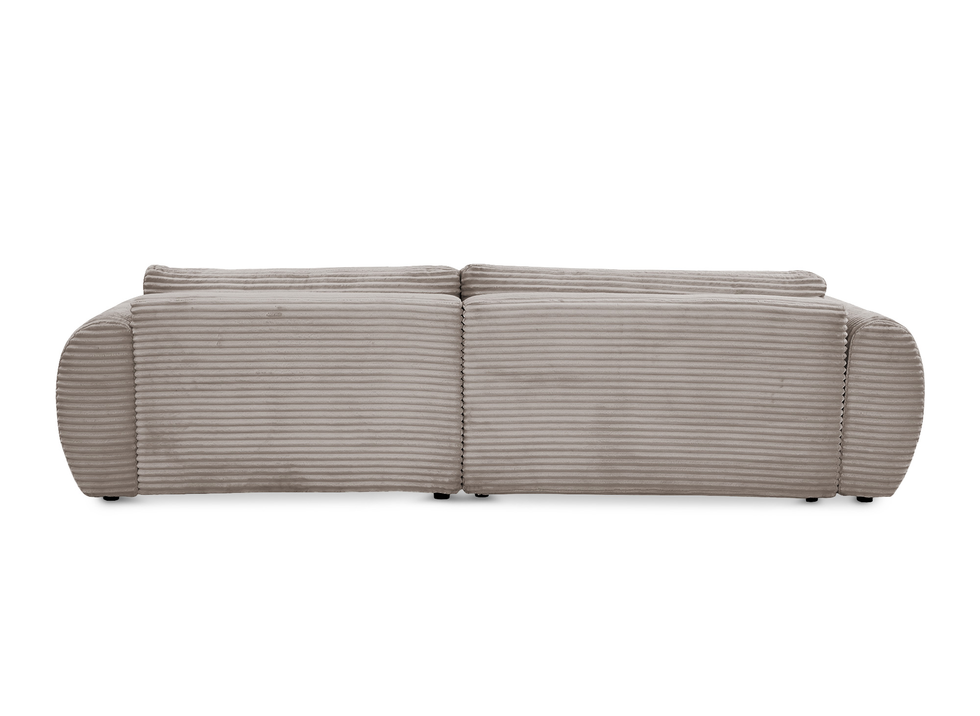 Canapé d'angle convertible avec coffre en velours gros côtelé doux taupe TILDA - Angle droit