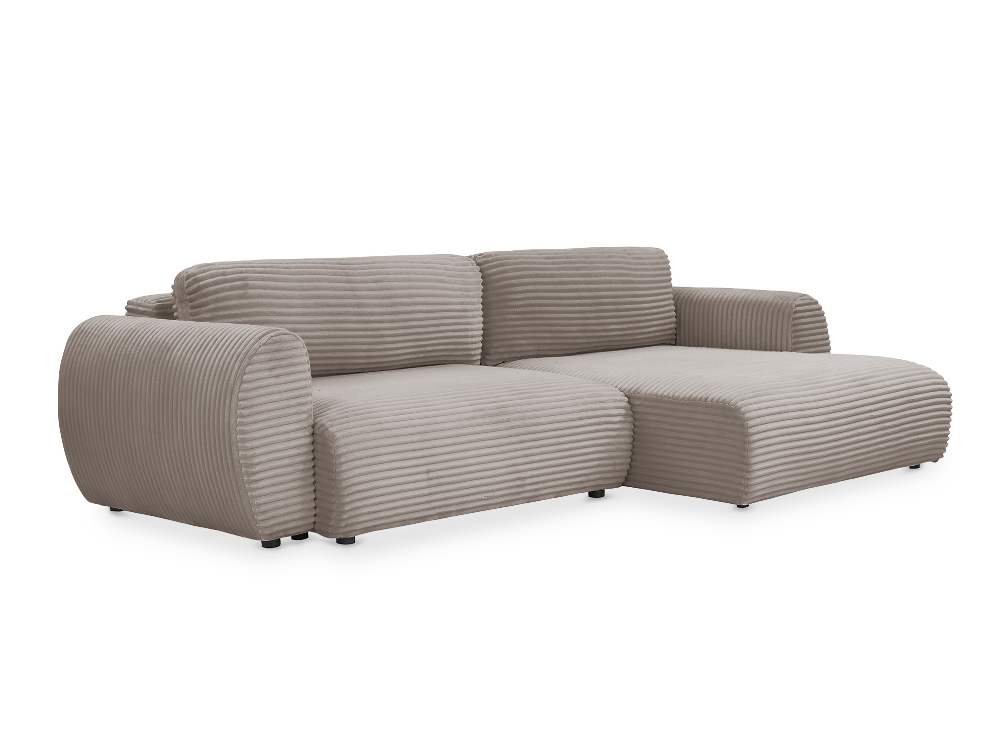 Canapé d'angle convertible avec coffre en velours gros côtelé doux taupe TILDA - Angle droit