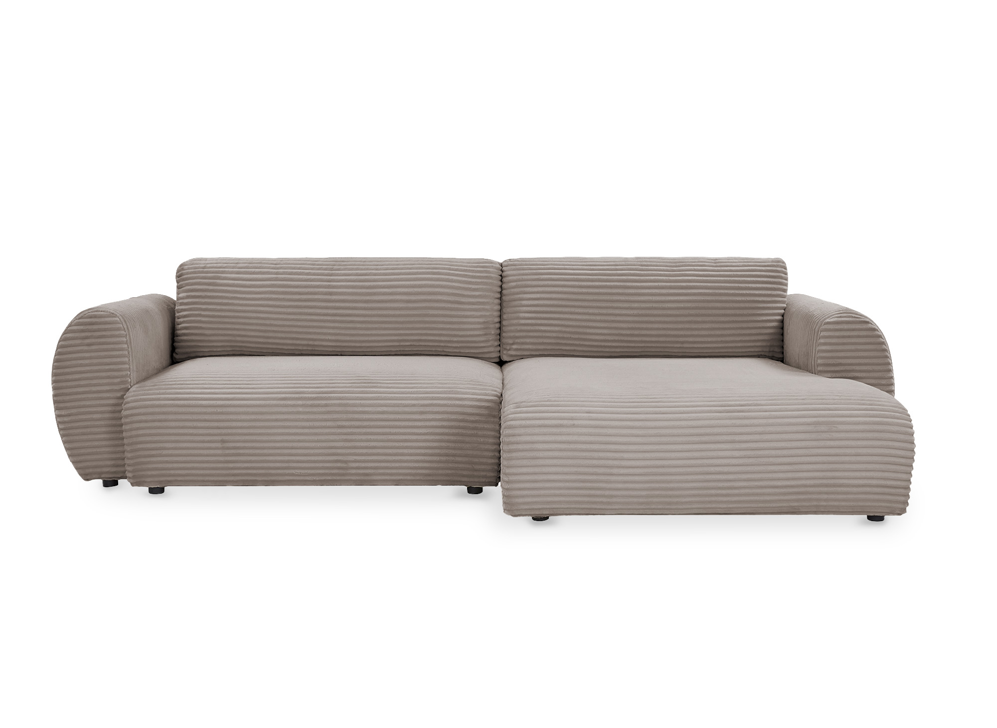 Canapé d'angle convertible avec coffre en velours gros côtelé doux taupe TILDA - Angle droit