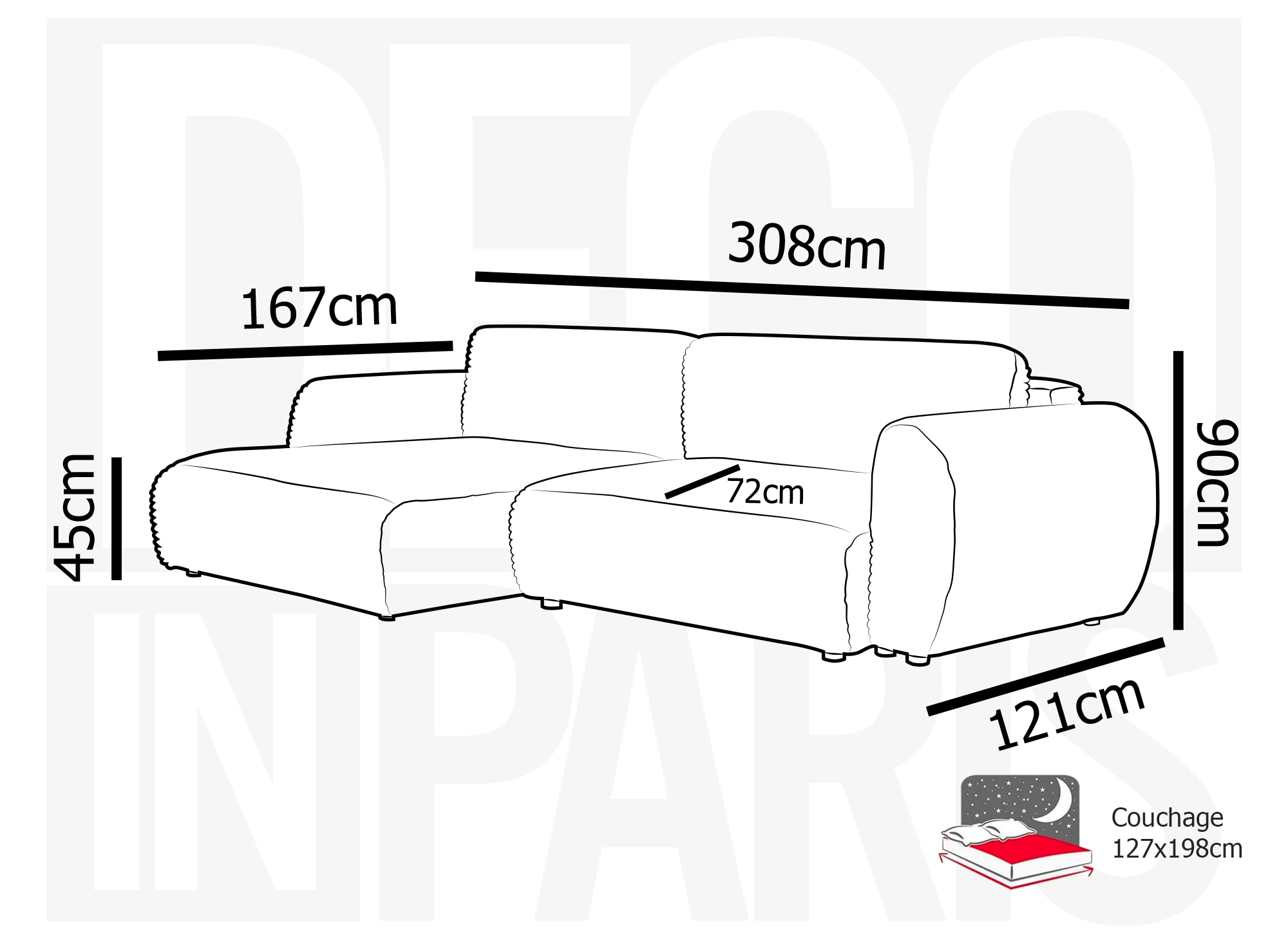 Canapé d'angle convertible avec coffre en velours gros côtelé doux taupe TILDA - Angle gauche
