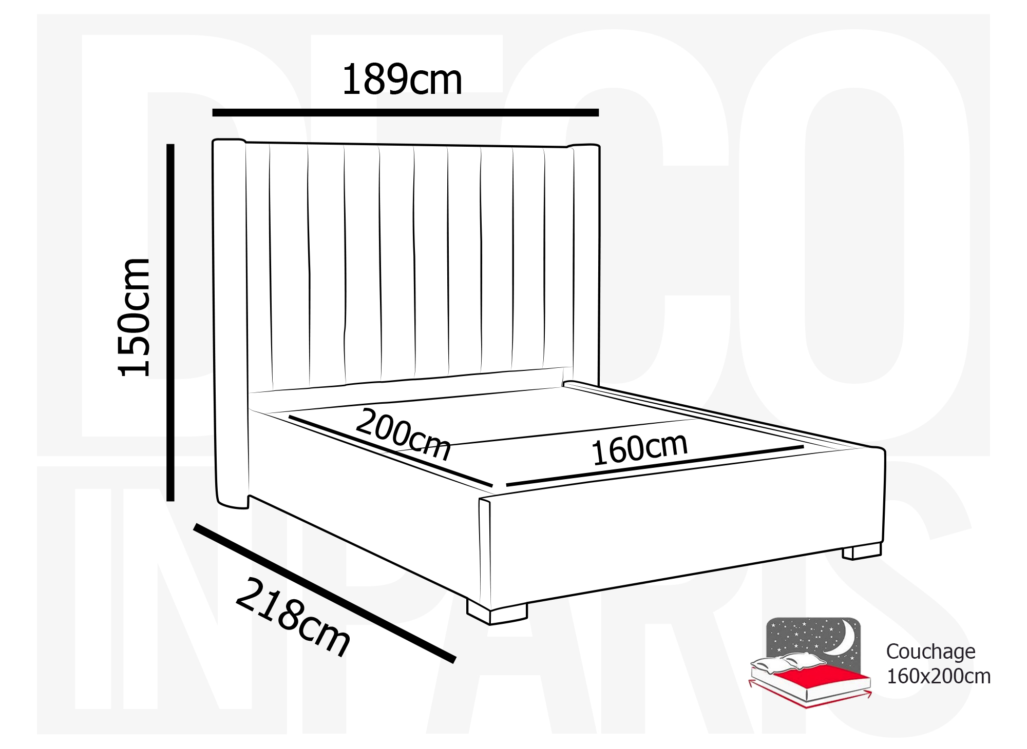 Lit coffre en velours taupe 160x200 cm ALENA