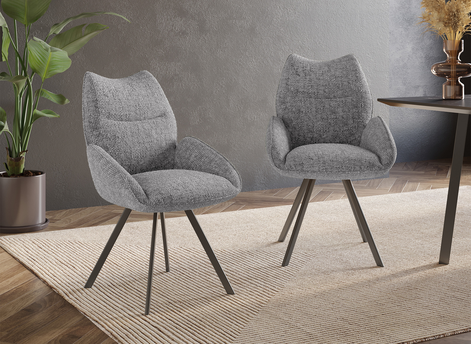 Chaise pivotante avec accoudoirs en tissu gris TALIA