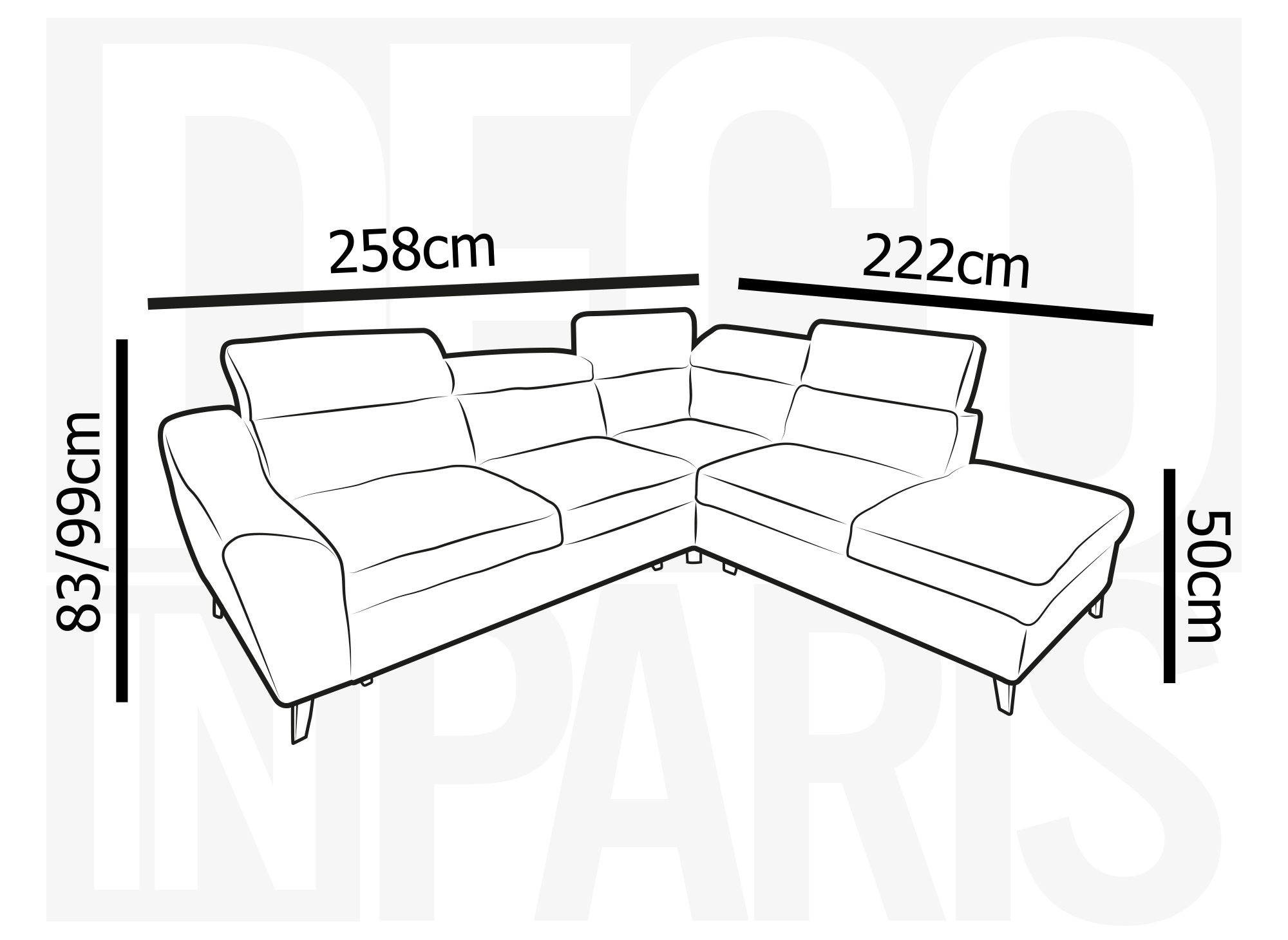 Canapé d'angle convertible avec coffre en velours côtelé épais beige DALTON - Angle droit