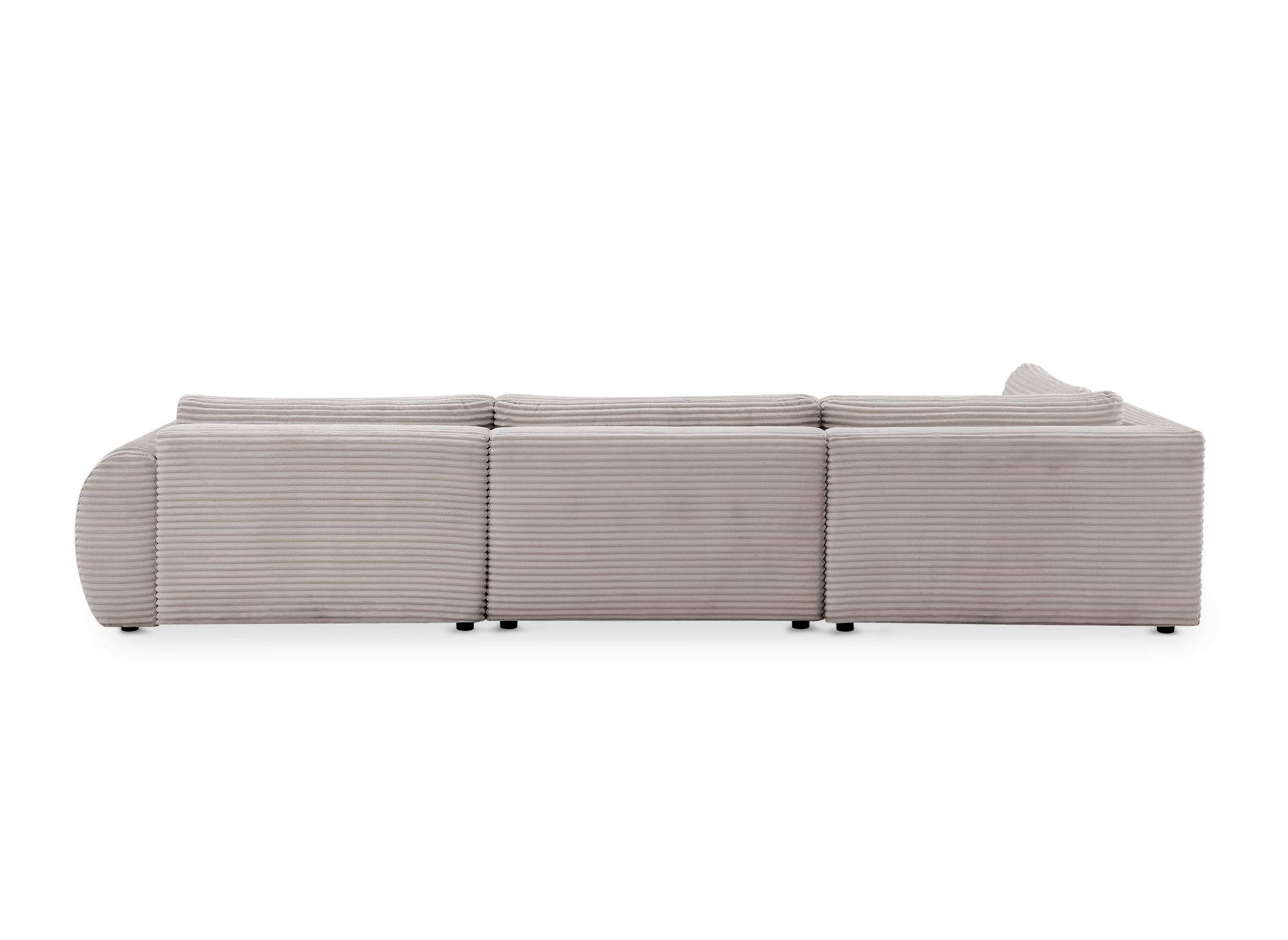 Canapé panoramique convertible avec coffre en velours gros côtelé taupe TILDA - Angle gauche