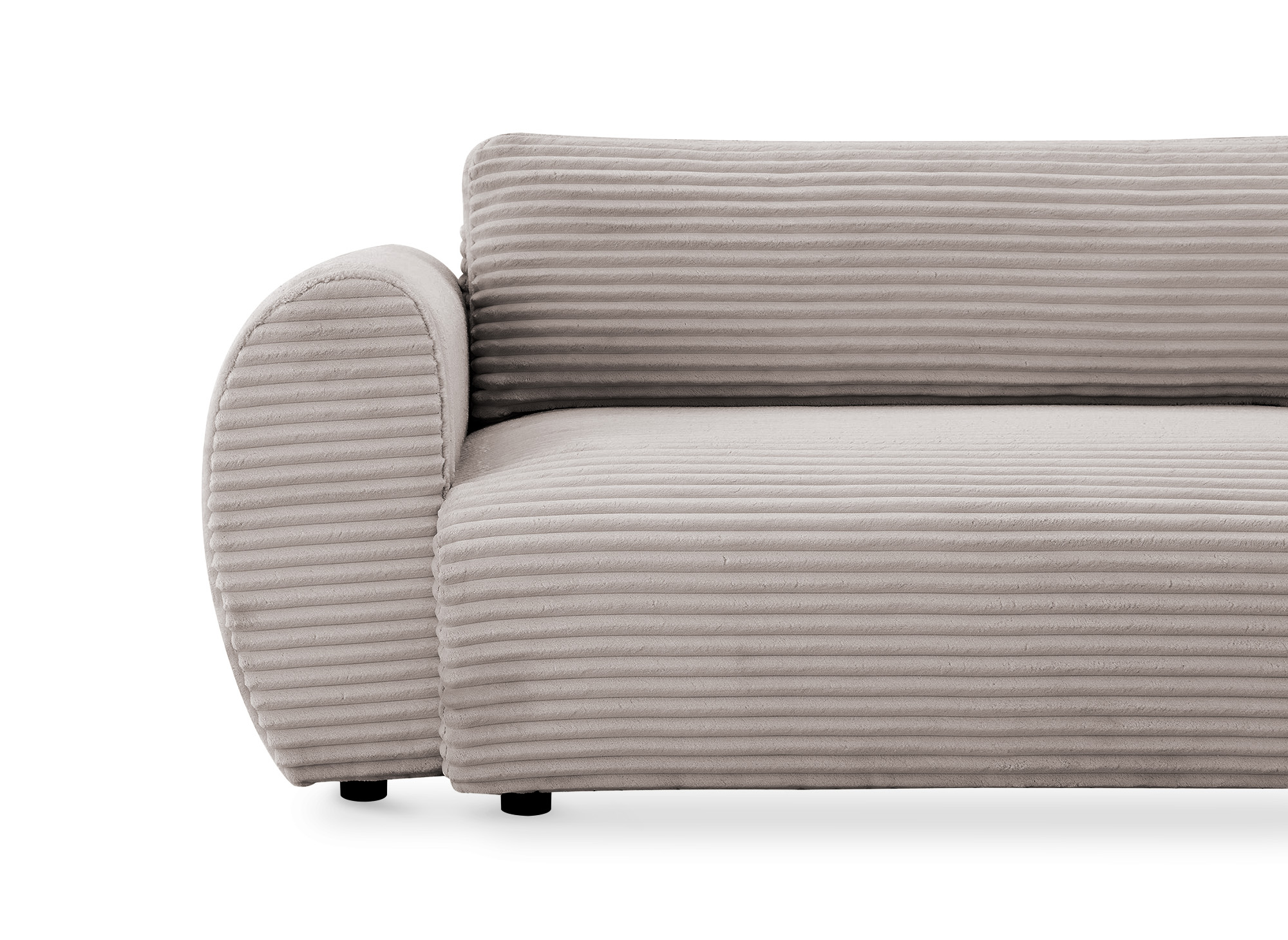 Canapé d'angle convertible avec méridienne et coffre en gros côtelé doux taupe TILDA - Angle droit