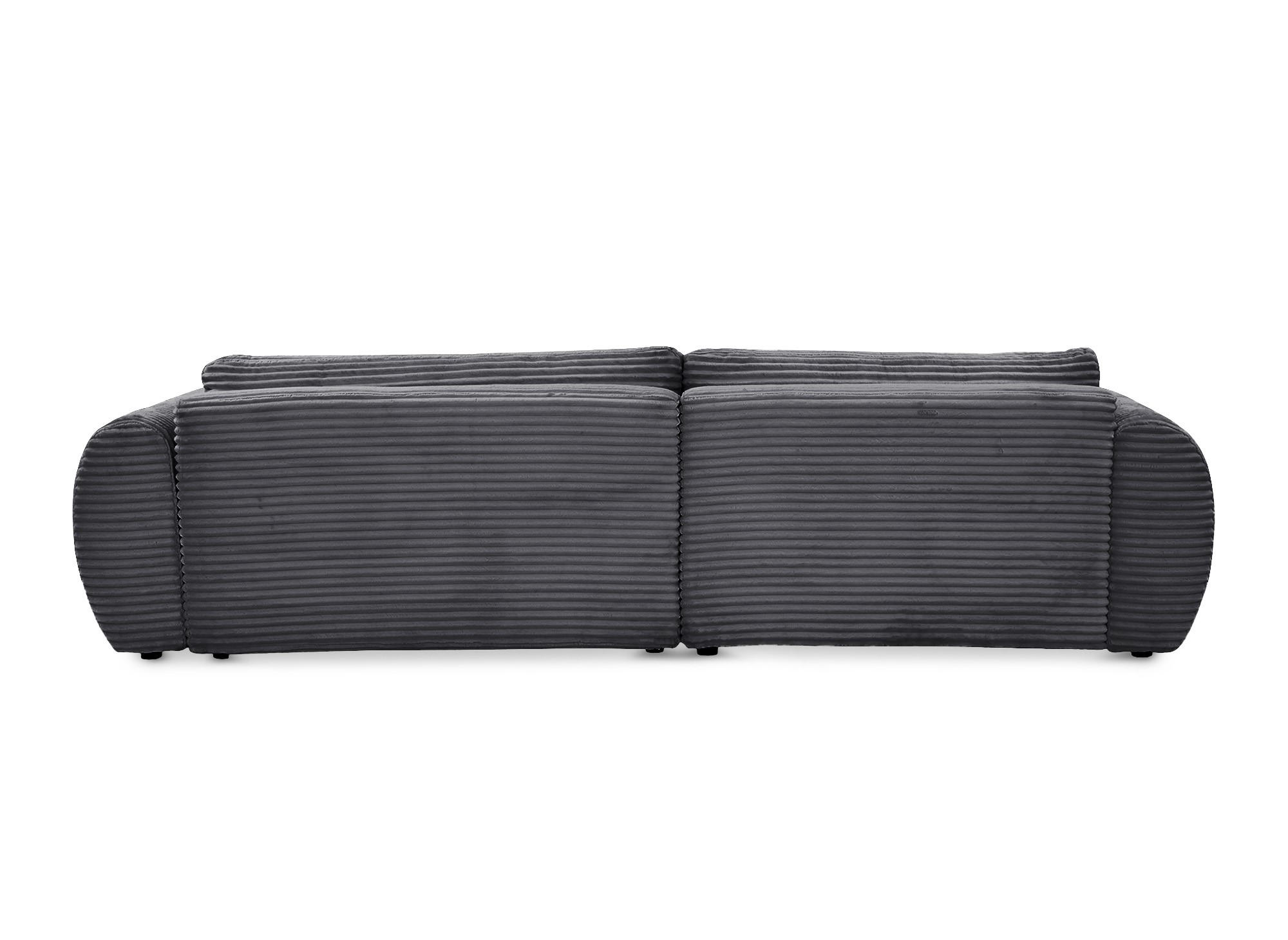 Canapé d'angle convertible avec coffre en velours gros côtelé doux gris TILDA - Angle gauche