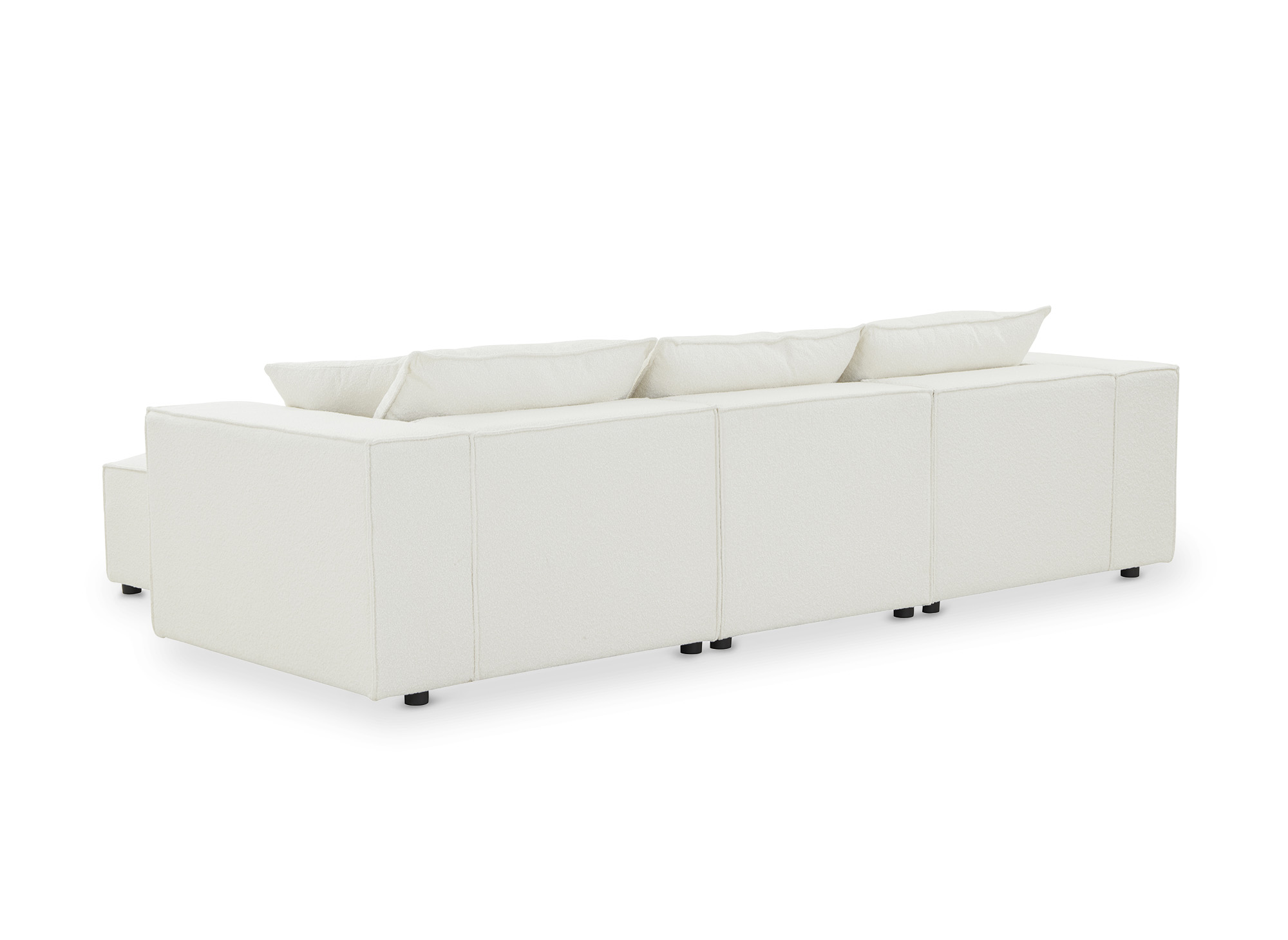 Canapé d'angle modulable en tissu effet peau de mouton blanc écru HARLEM