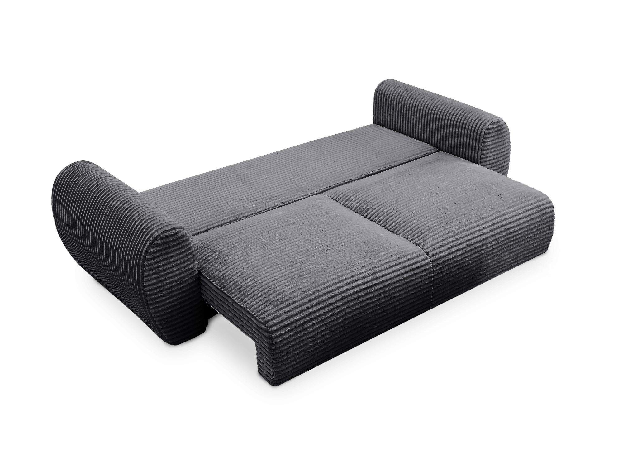 Canapé droit  3 places avec coffre en gros côtelé doux gris TILDA.