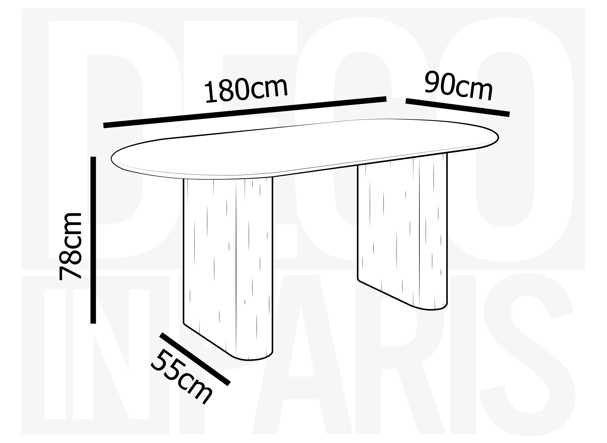 Table à manger ovale en marbre composite beige 6 personnes ELMA