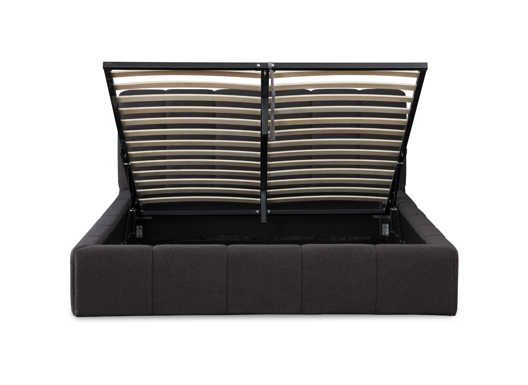 Lit coffre en tissu bouclette gris 140x190 cm MILIE