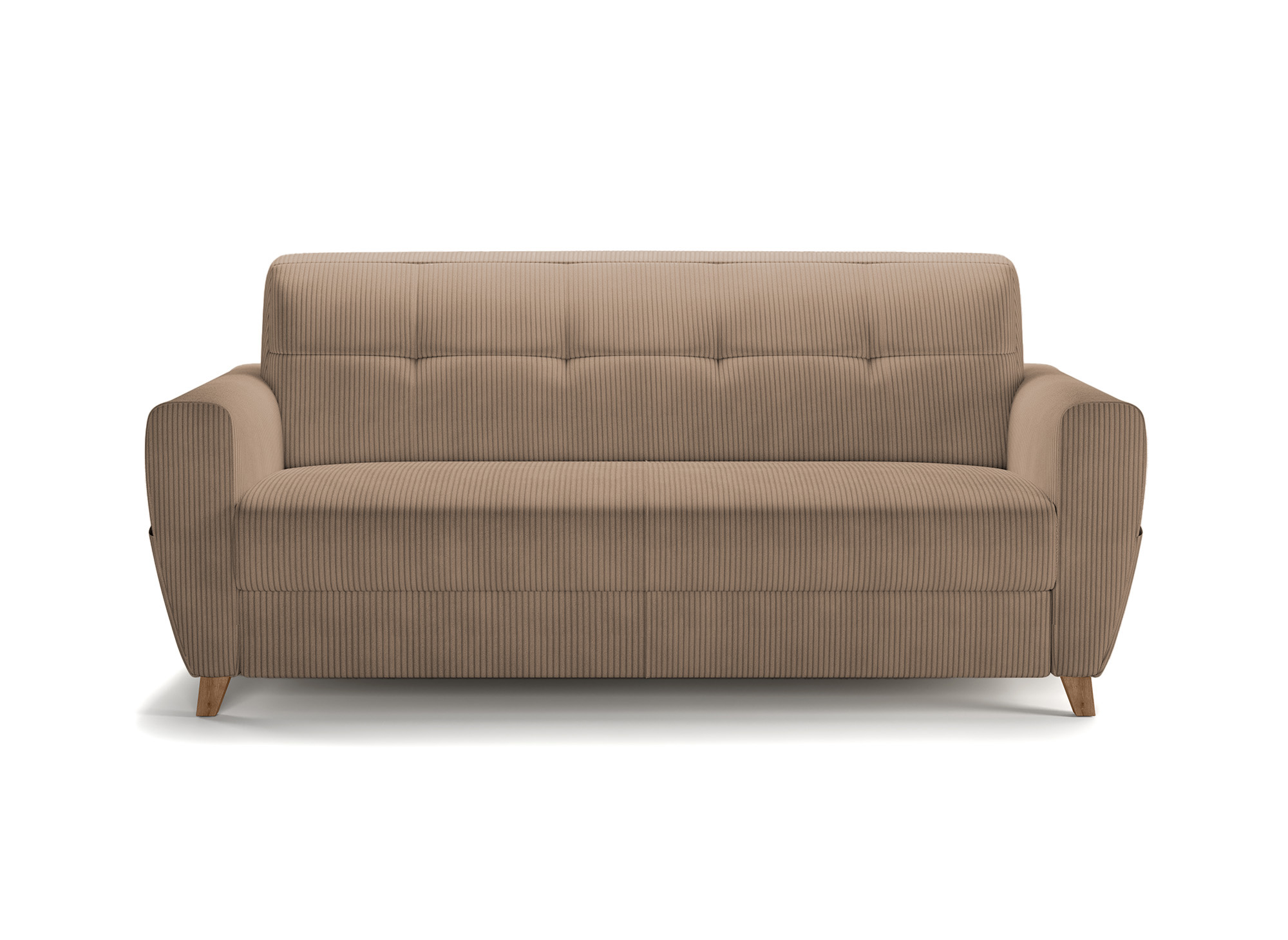 Canapé convertible 3 places en velours côtelé moka avec matelas 18cm TOBIAS