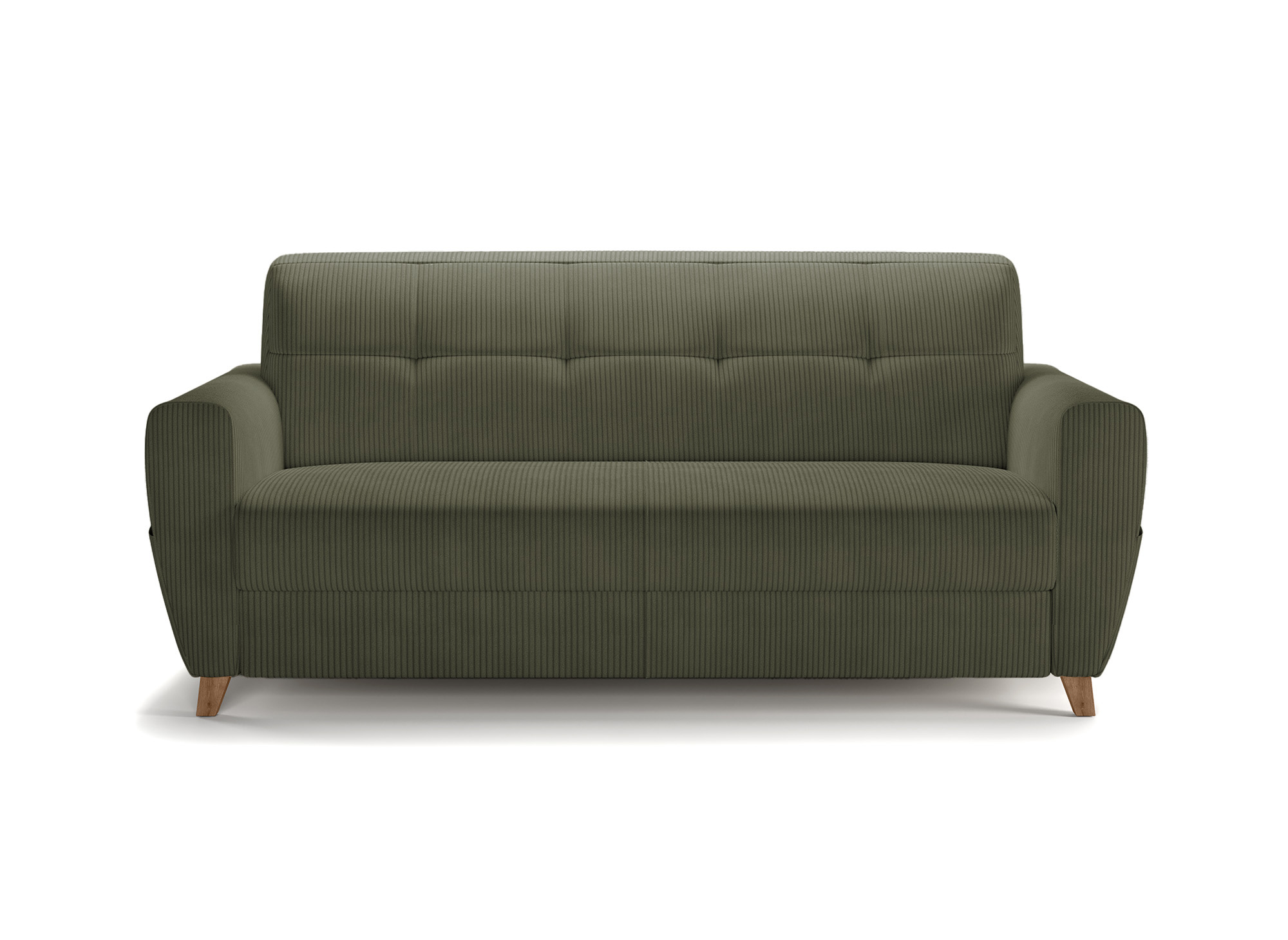 Canapé convertible 3 places en velours côtelé vert kaki avec matelas 18cm TOBIAS