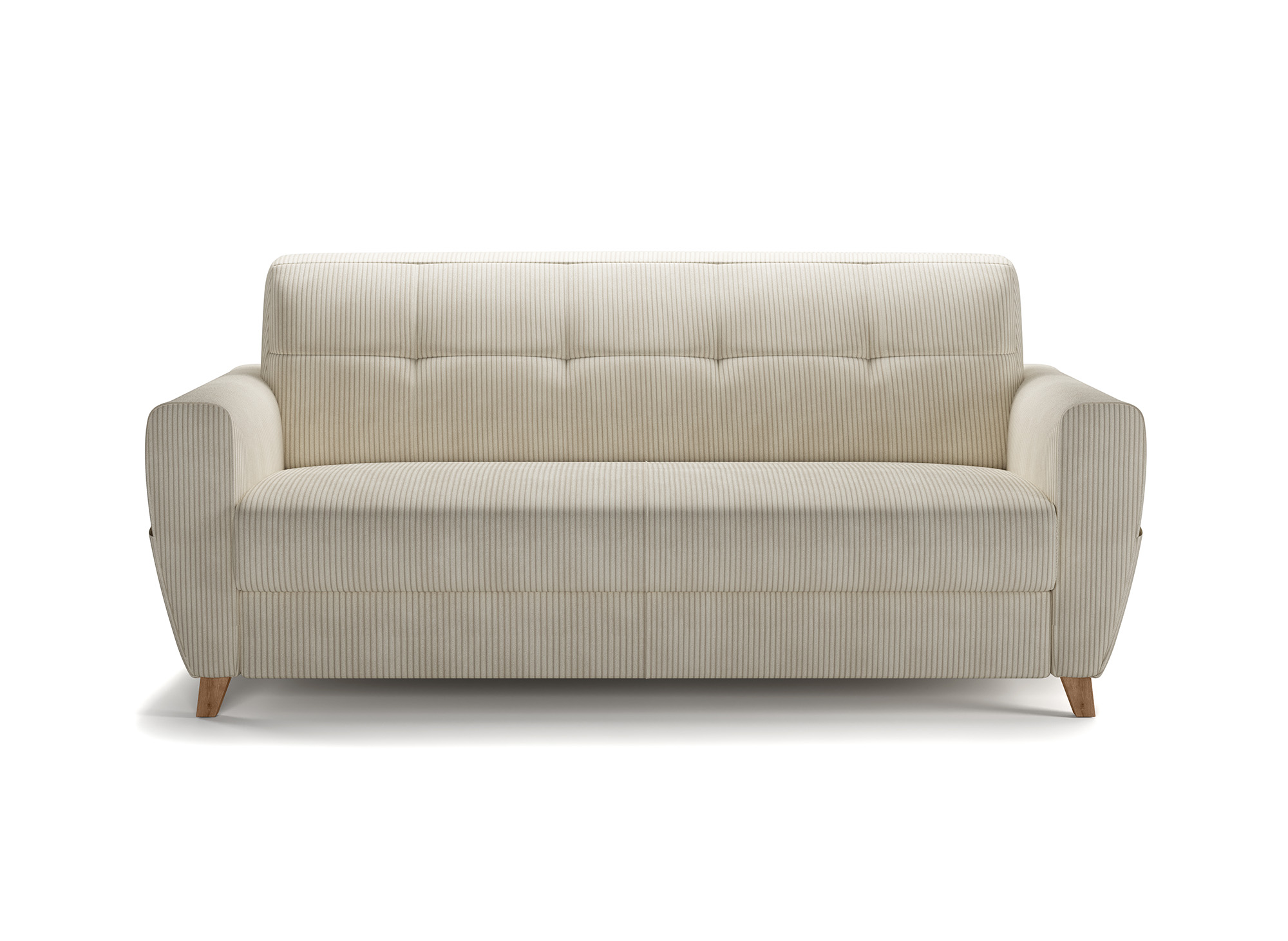 Canapé convertible 3 places en velours côtelé beige avec matelas 18cm TOBIAS