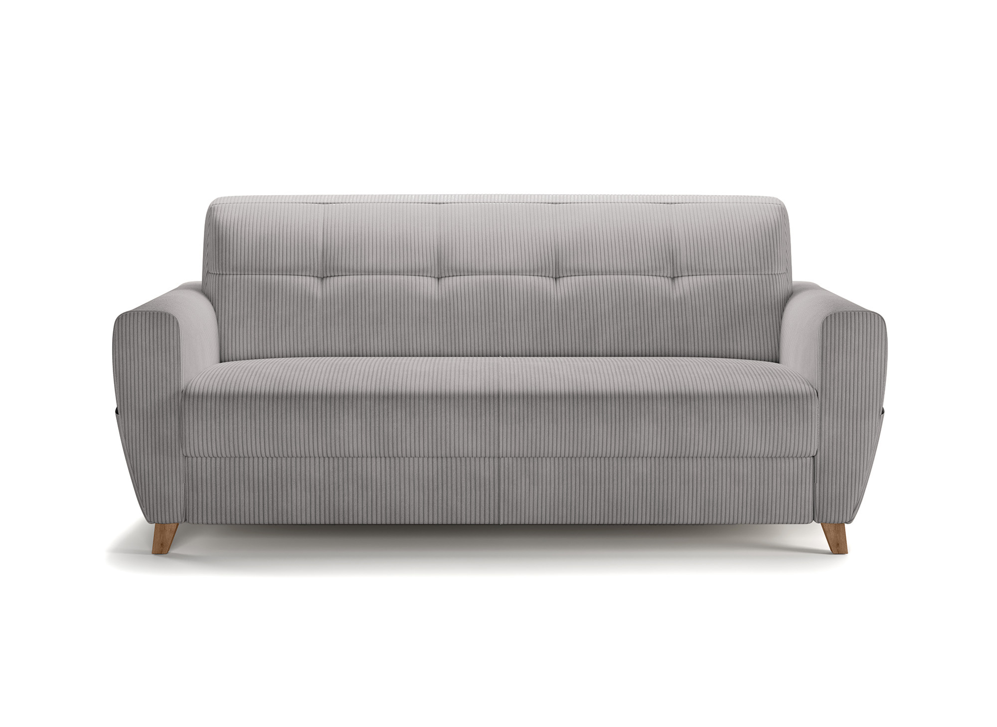 Canapé convertible 3 places en velours côtelé gris clair avec matelas 14cm TOBIAS