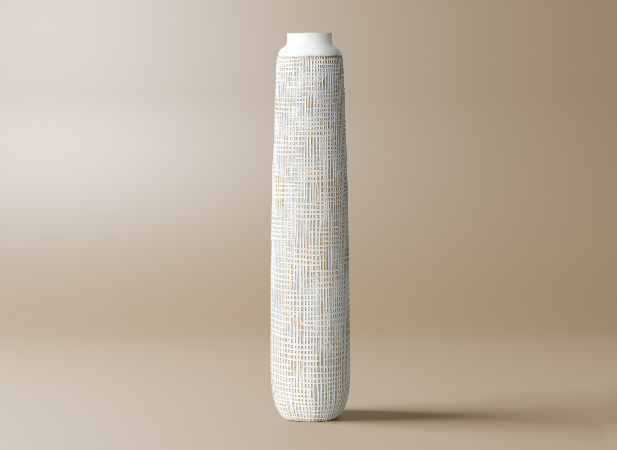 Vase totem en polyrésine blanc H75 cm YONI