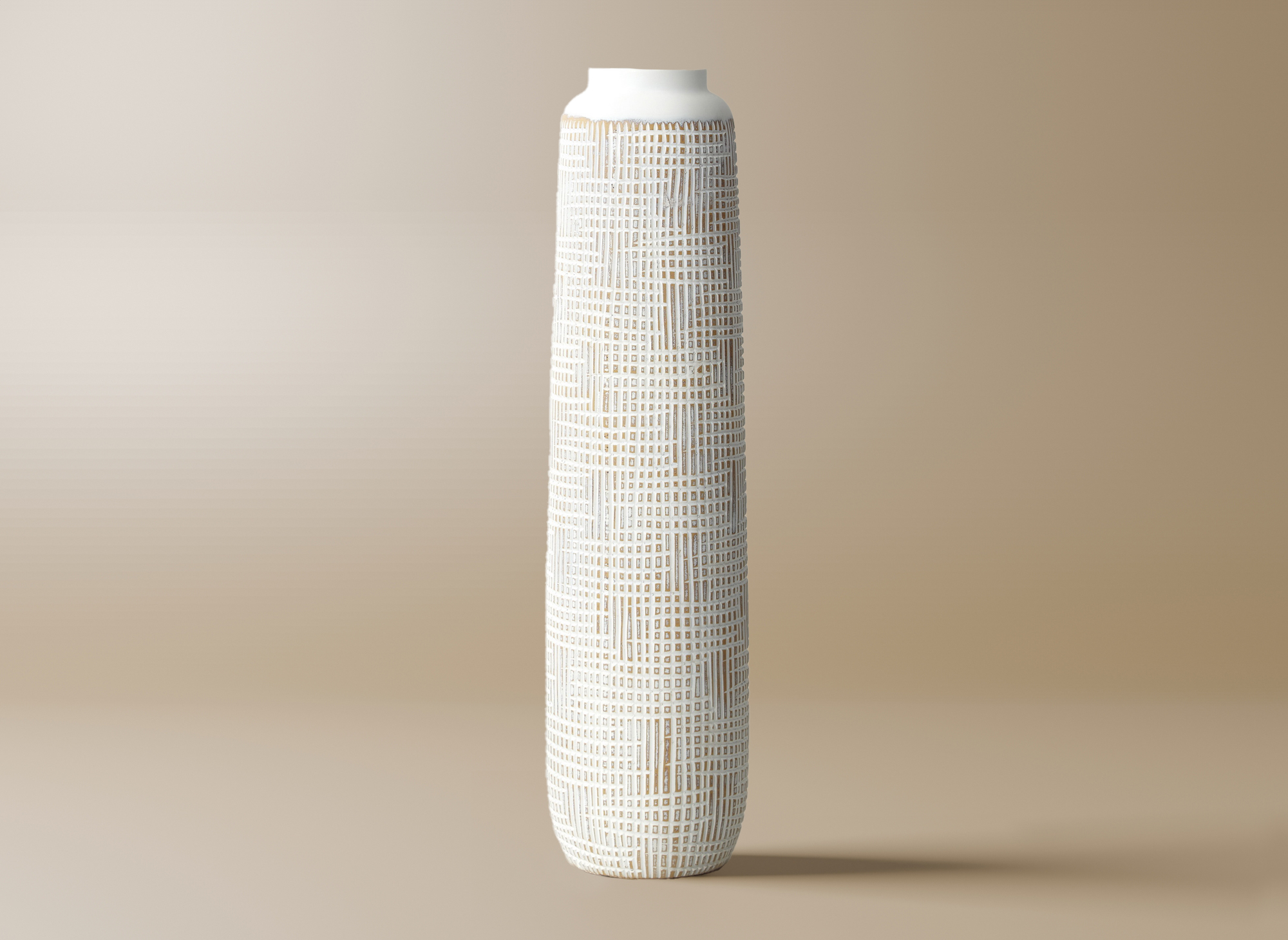Vase totem en polyrésine blanc H60 cm YONI