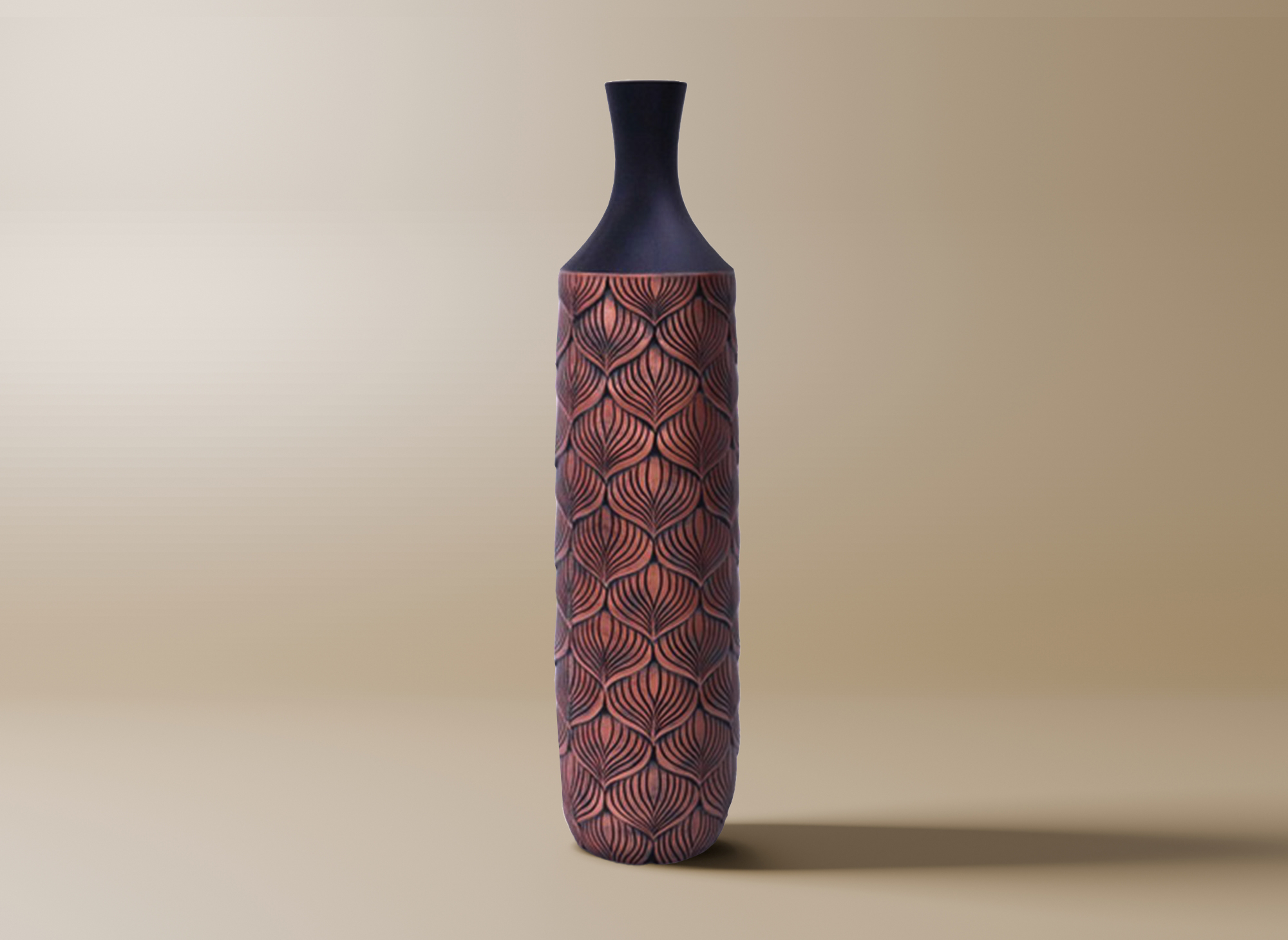 Vase XL en polyrésine noir et marron H60 cm NEVEN