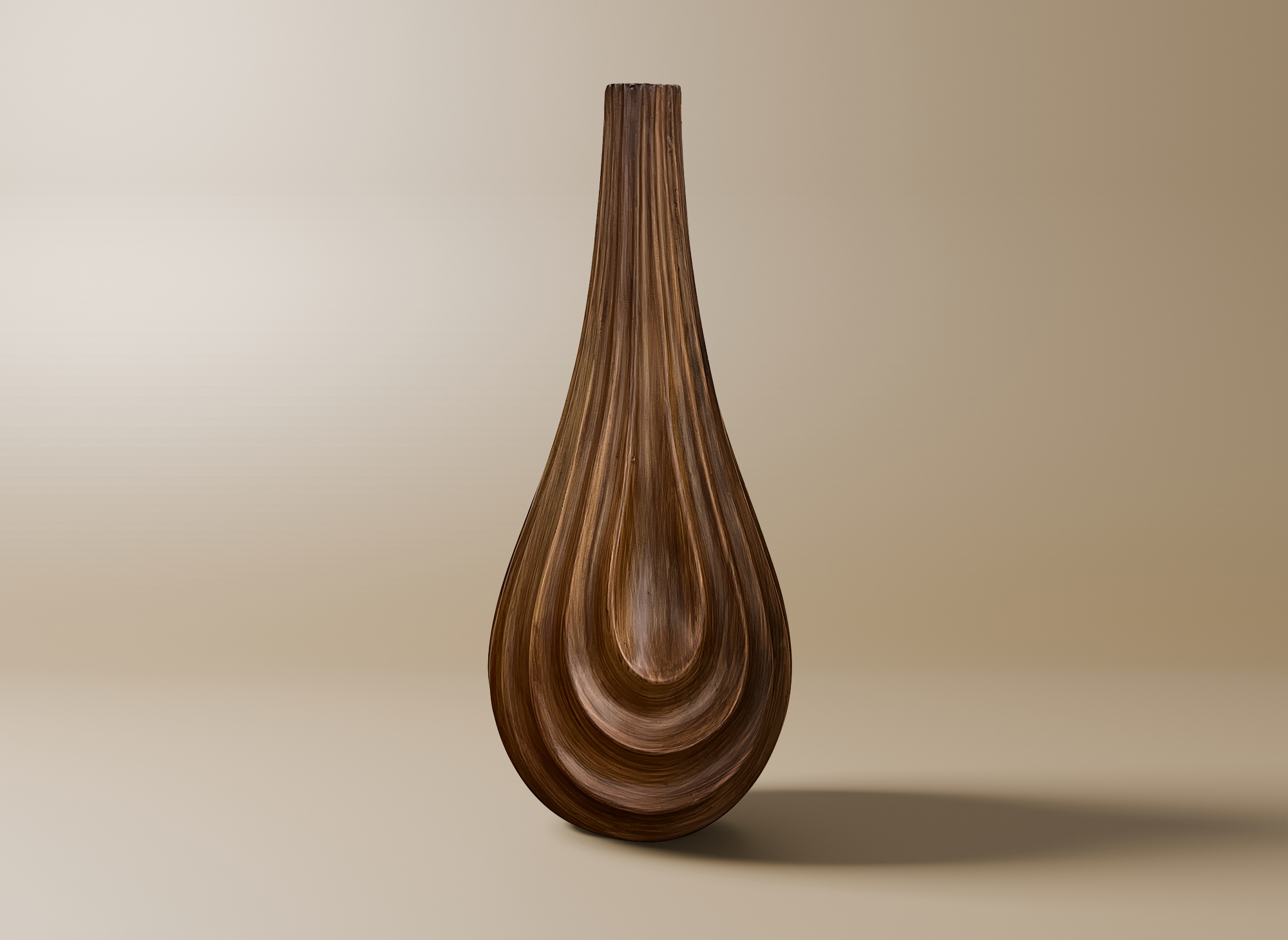 Vase goutte en polyrésine imitation bois H38 cm DERYA