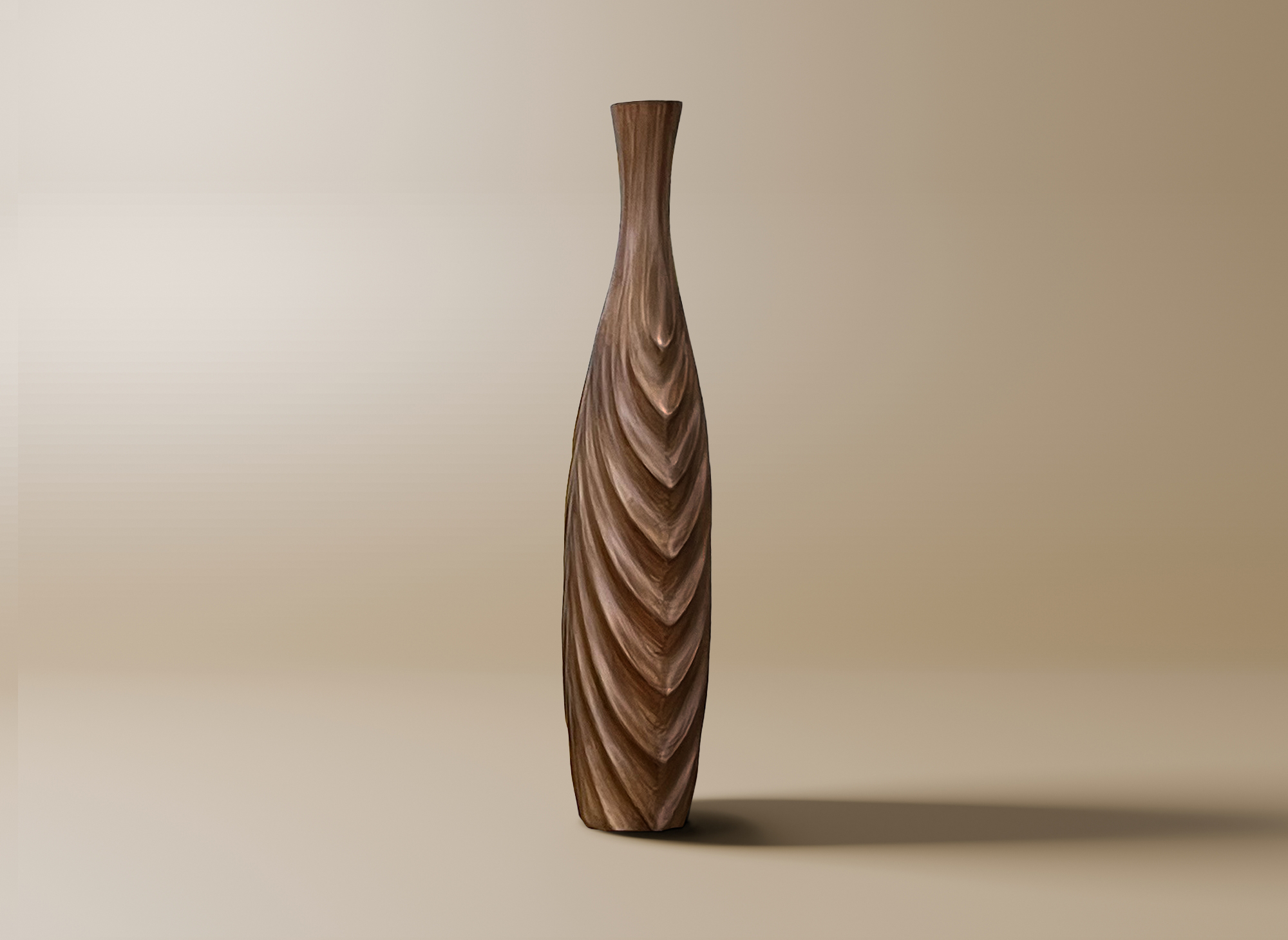 Vase haut en polyrésine imitation bois H49 cm DERYA