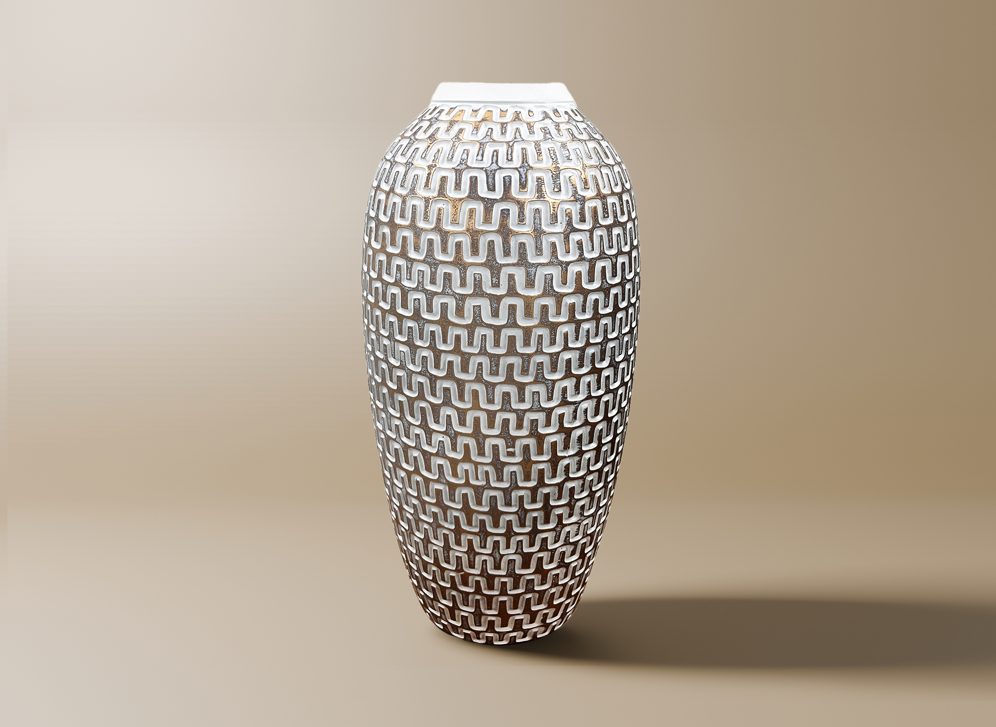 Vase en polyrésine blanc et argent H43 cm ALAIA