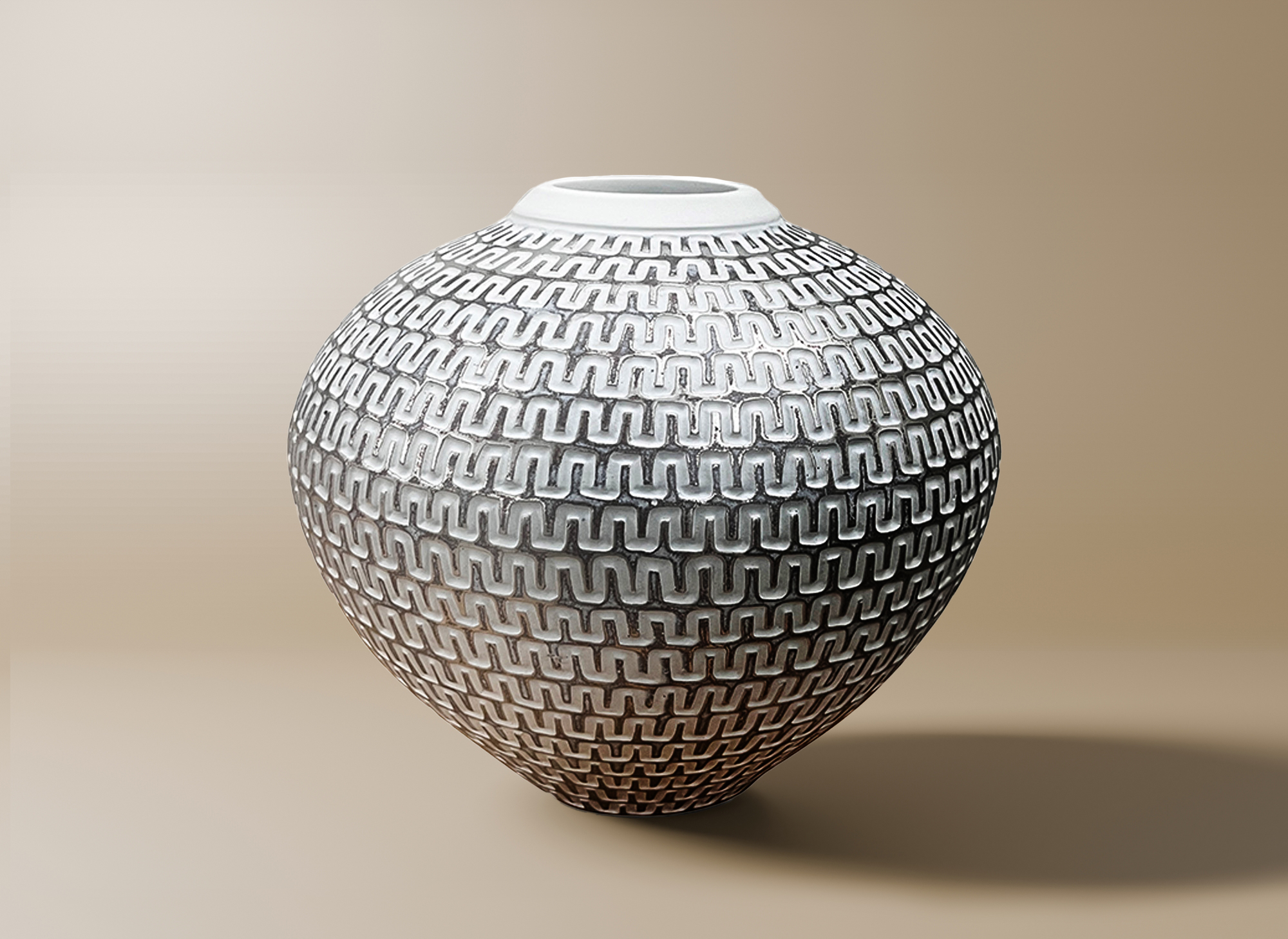 Vase boule en polyrésine blanc et argent H22 cm ALAIA