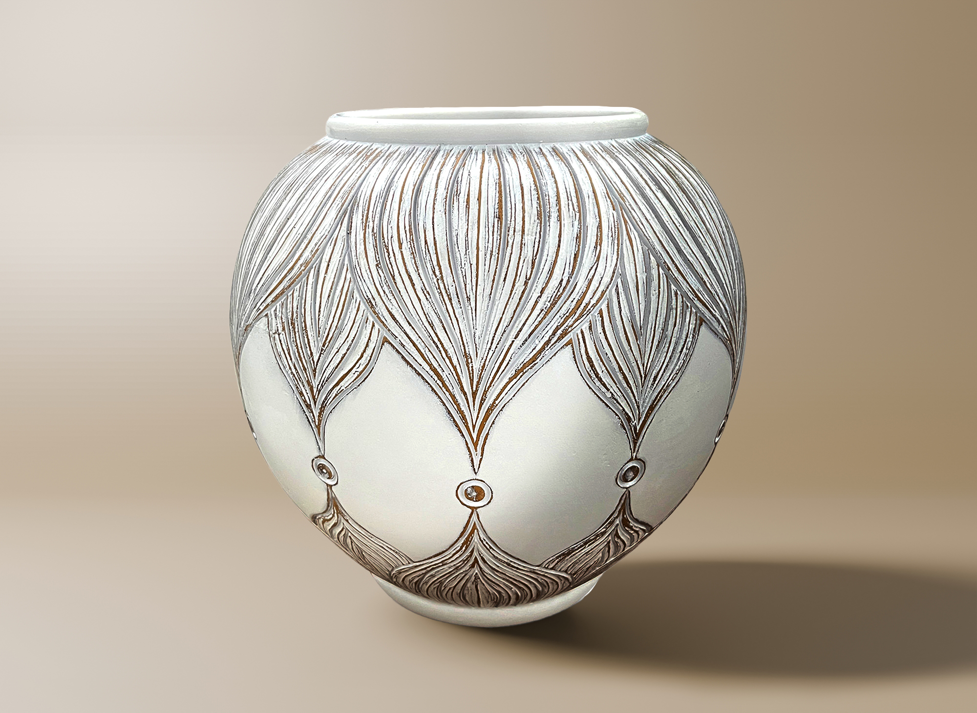 Vase boule en polyrésine blanc H29 cm MANOLIS