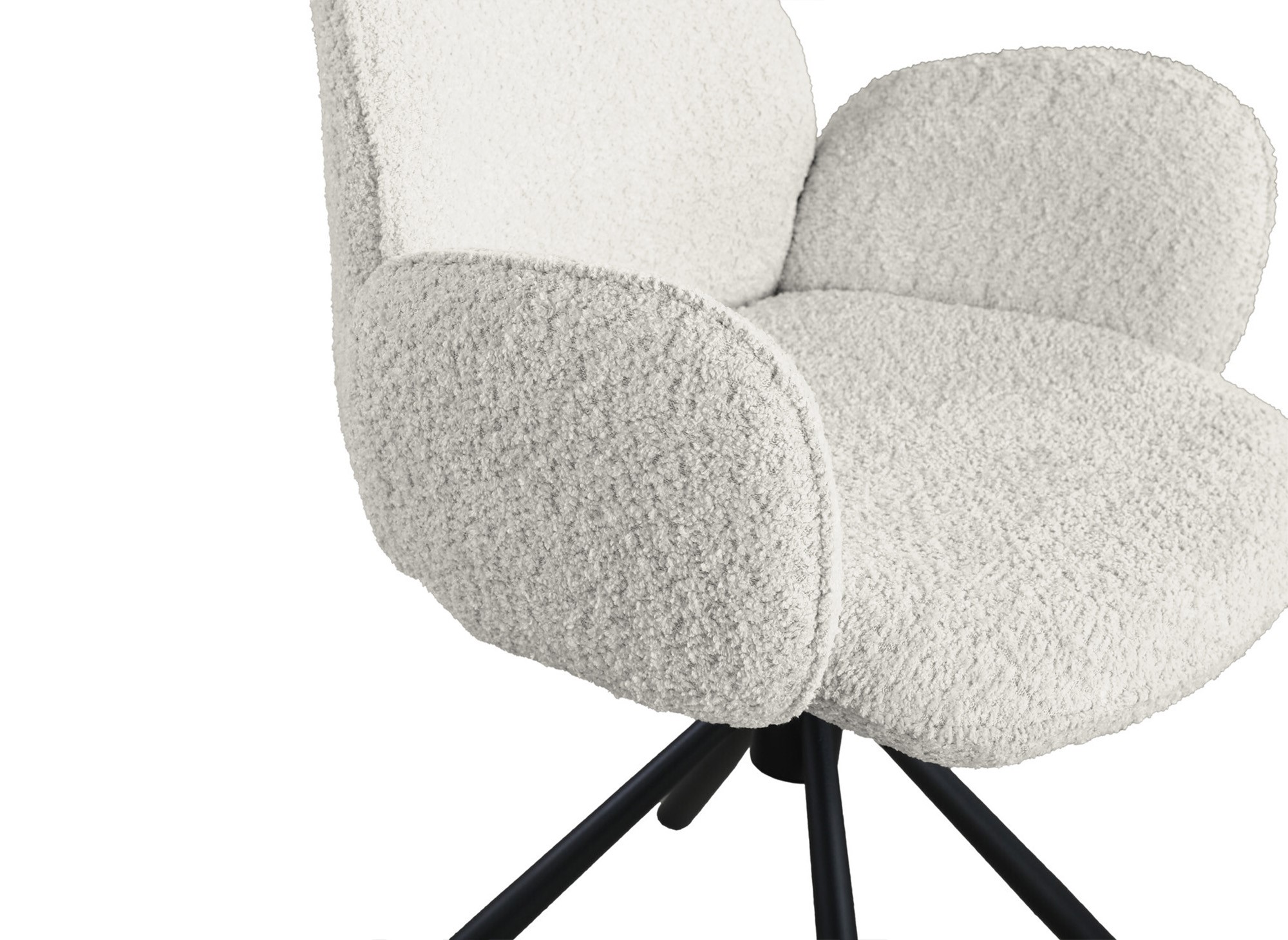 Lot de 2 chaises pivotantes avec accoudoirs en tissu effet peau de mouton beige MAGY