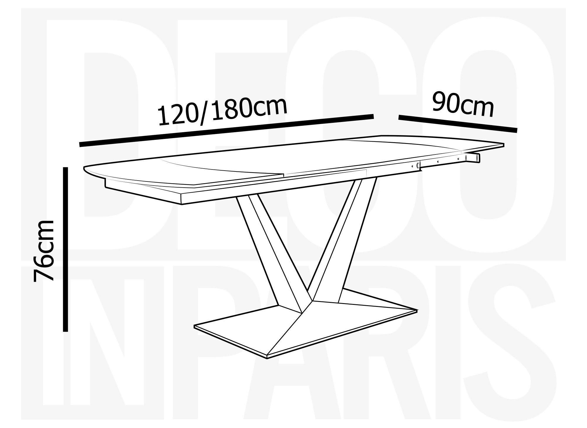 Table à manger extensible en céramique noire 6-8 personnes ELIAD