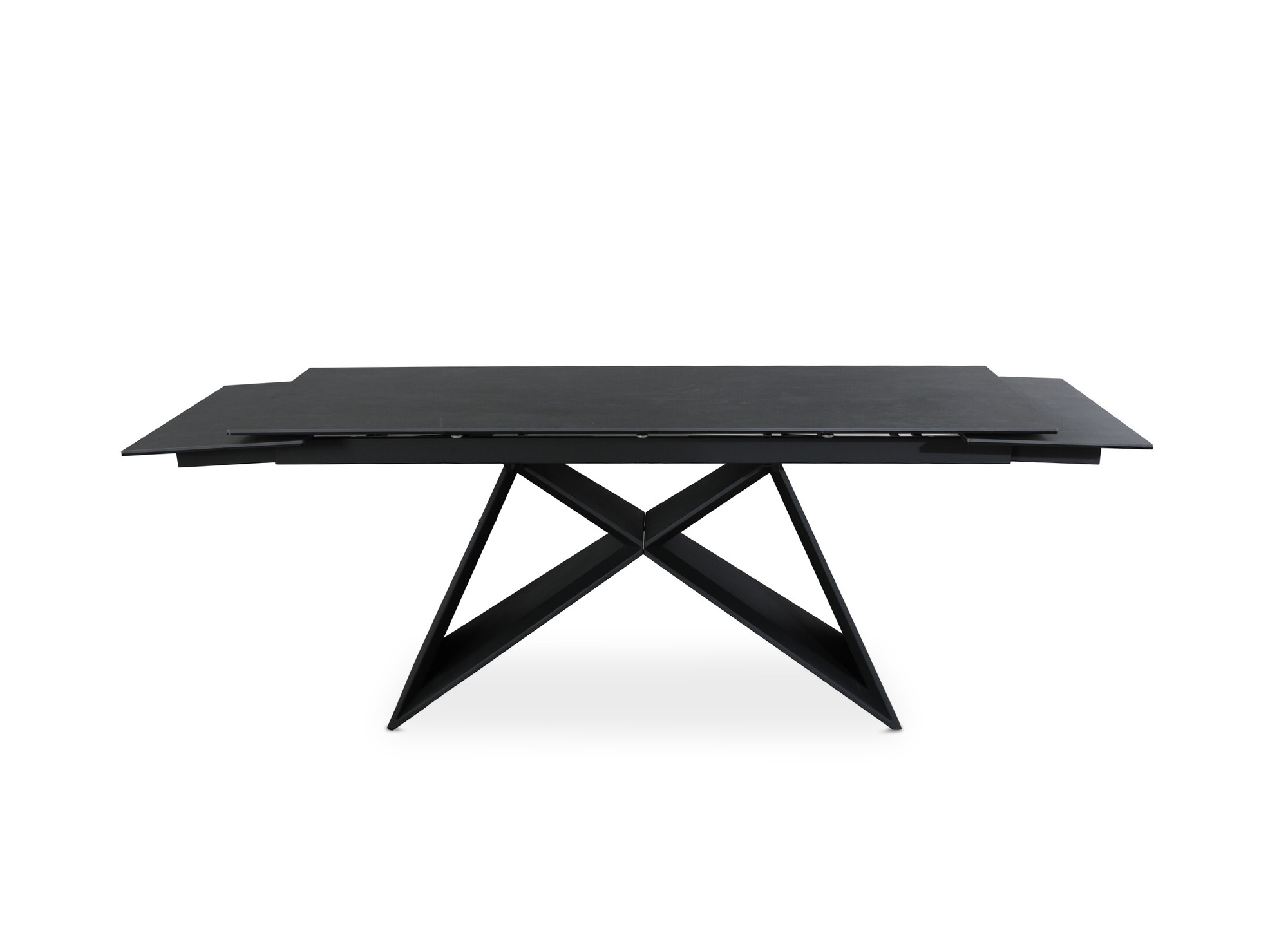 Table à manger extensible en céramique noire effet marbre GABRIEL