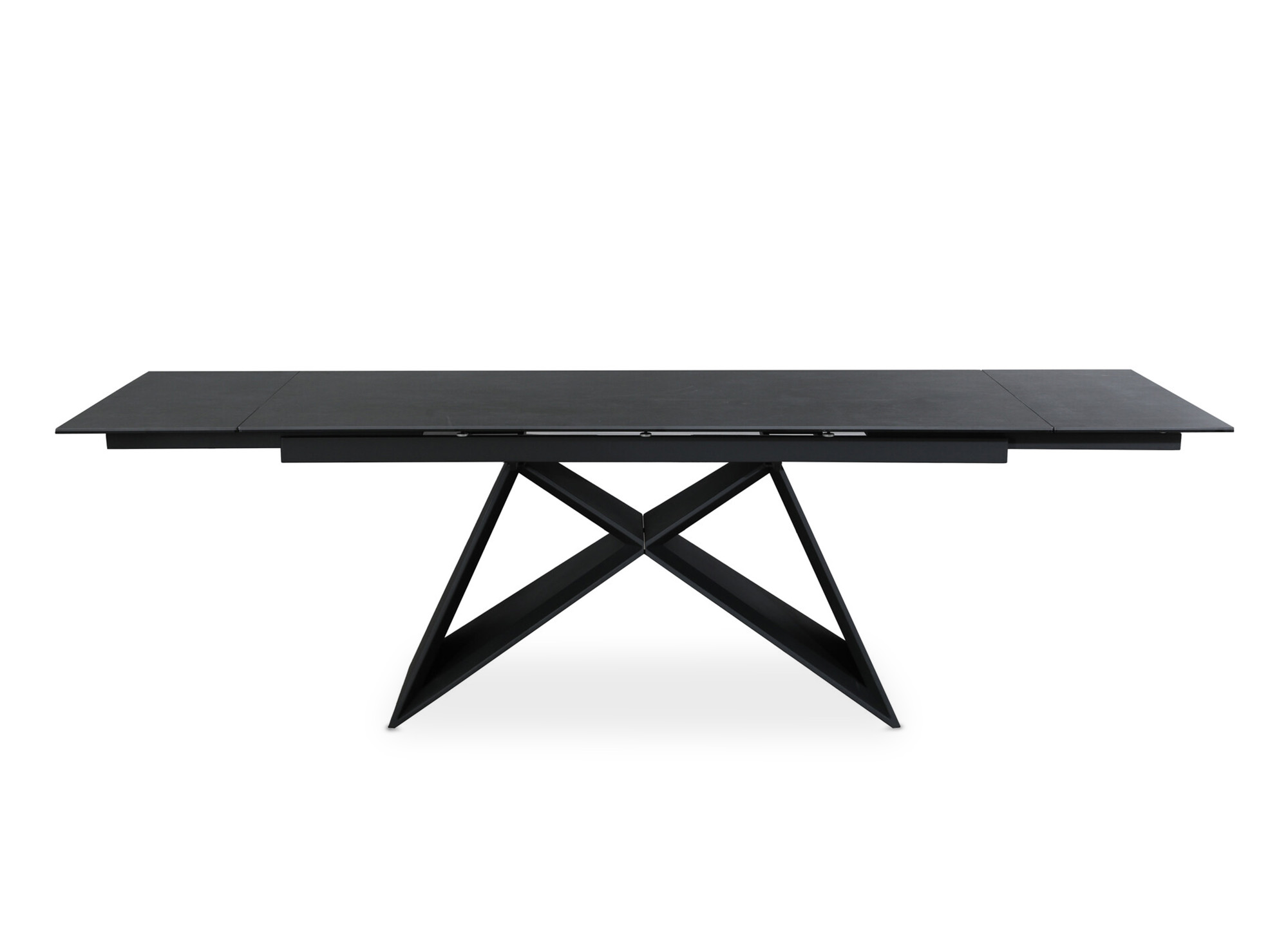Table à manger extensible en céramique noire effet marbre GABRIEL
