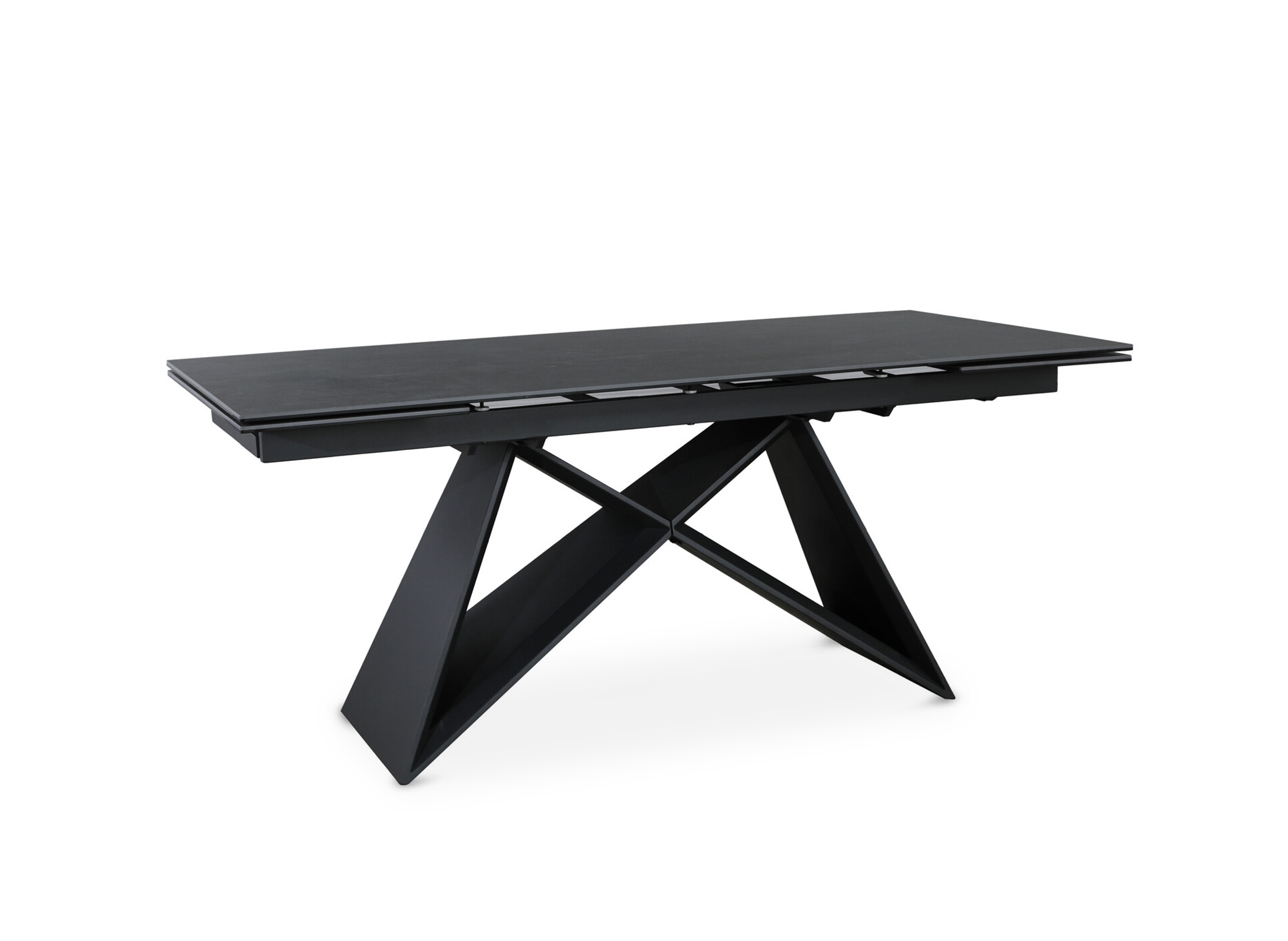 Table à manger extensible en céramique noire effet marbre GABRIEL