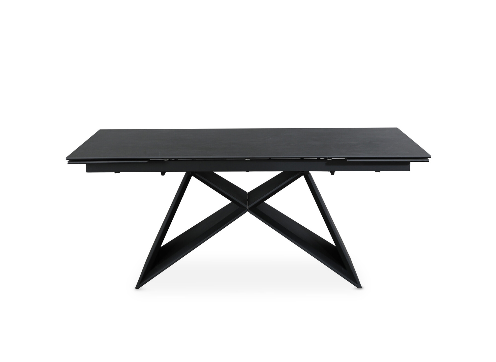 Table à manger extensible en céramique noire effet marbre GABRIEL