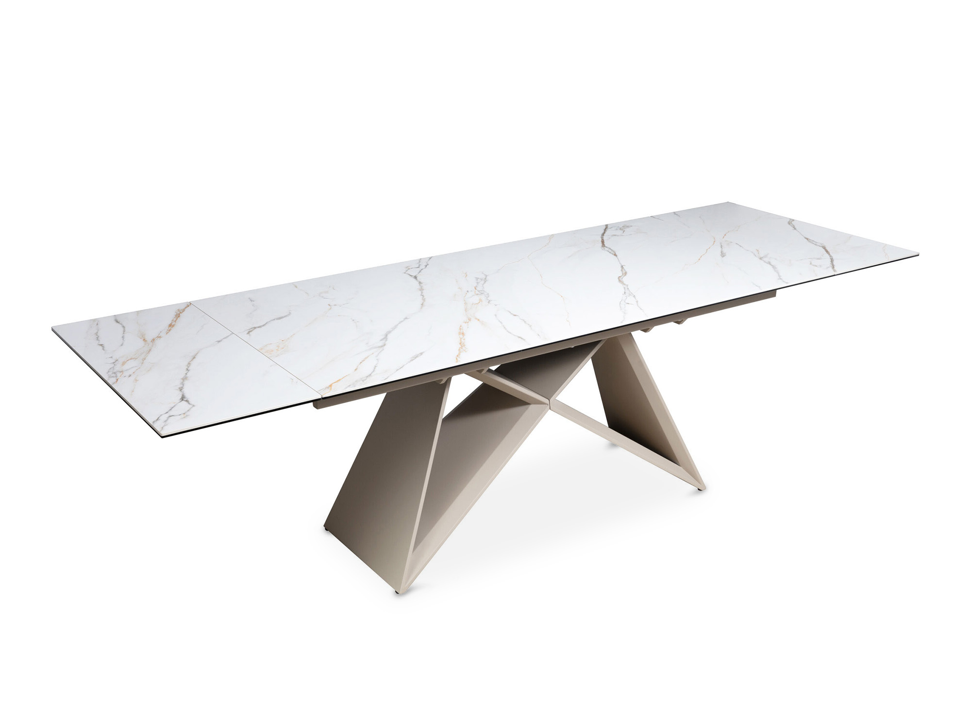 Table à manger extensible en céramique blanche  effet marbre GABRIEL