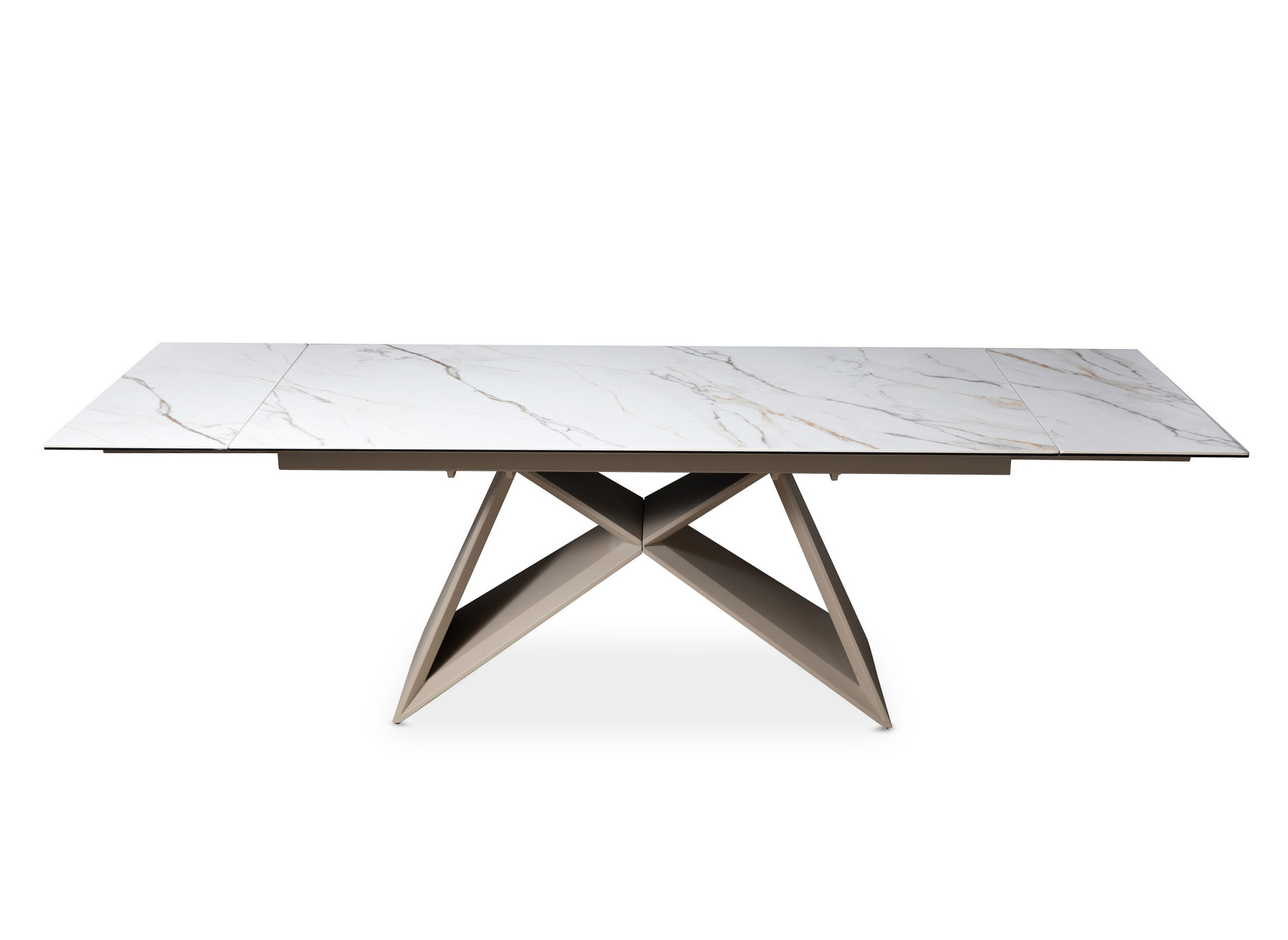 Table à manger extensible en céramique blanche  effet marbre GABRIEL