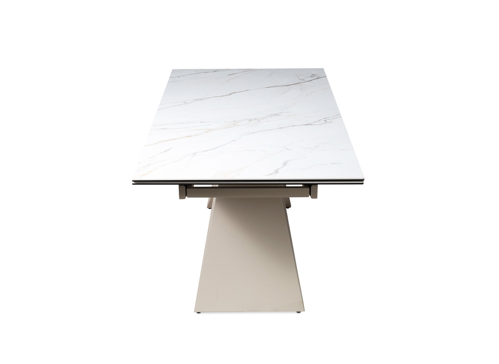 Table à manger extensible en céramique blanche  effet marbre GABRIEL