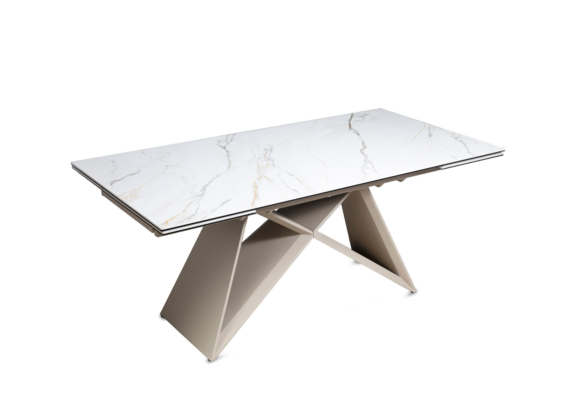 Table à manger extensible en céramique blanche  effet marbre GABRIEL