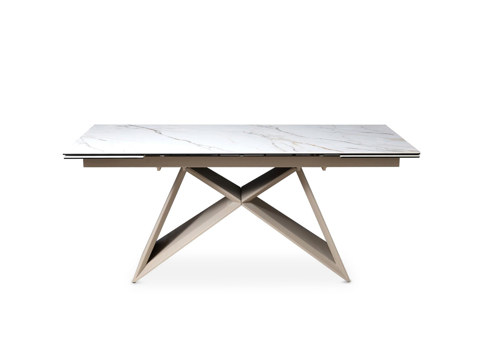 Table à manger extensible en céramique blanche  effet marbre GABRIEL