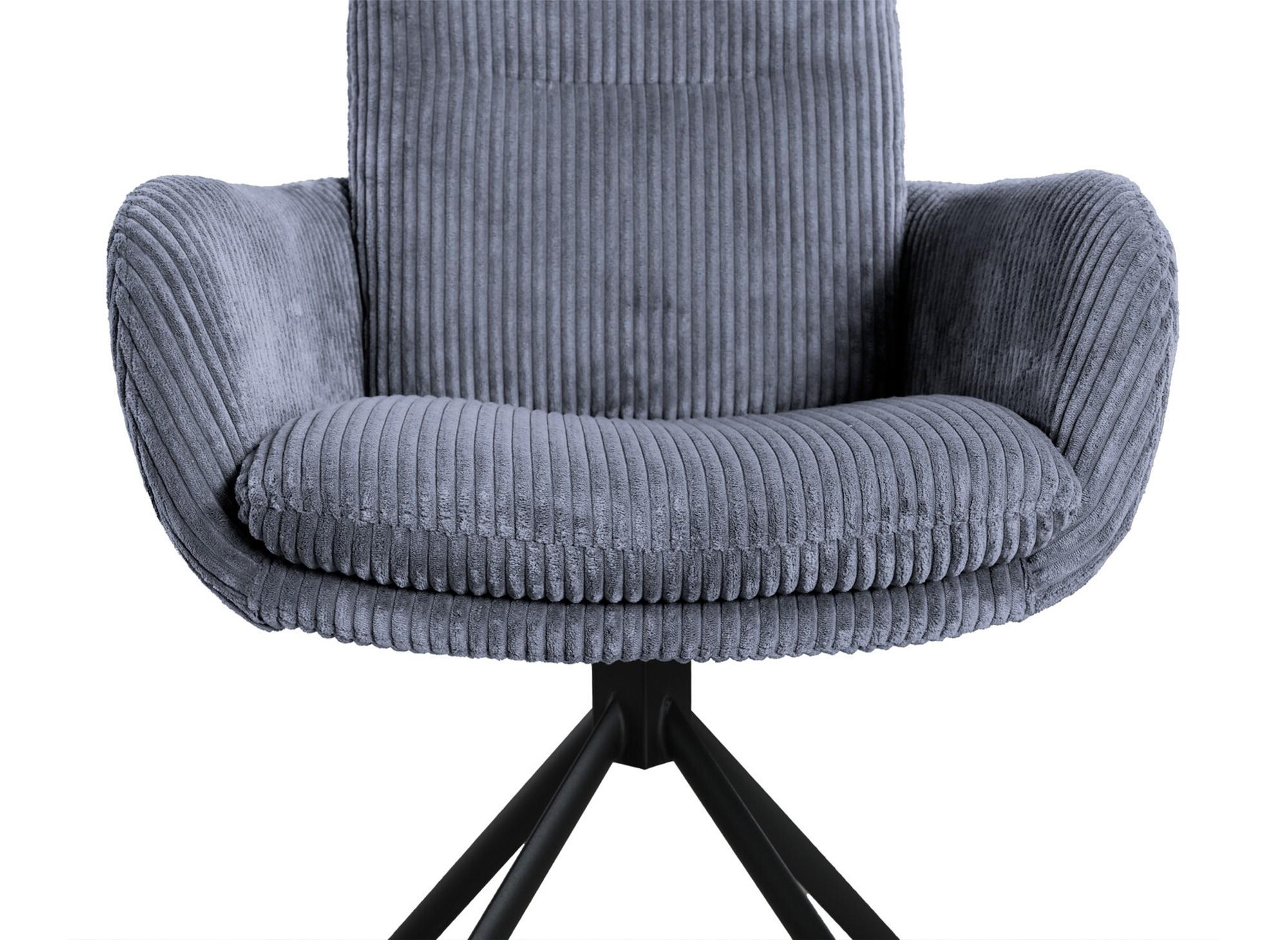 Chaise design avec accoudoirs en velours côtelé gris LOLA