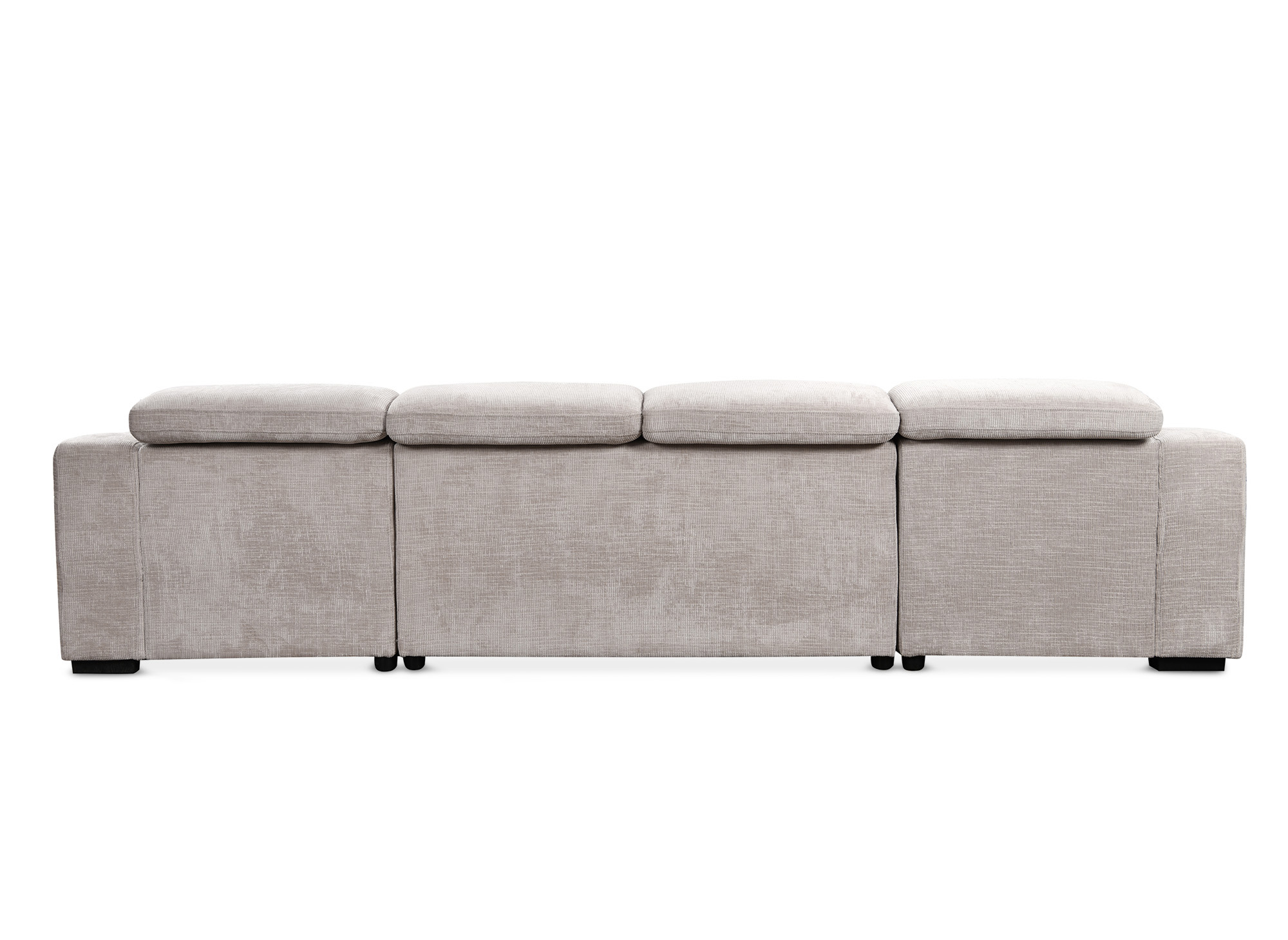 Canapé panoramique convertible avec 2 coffres en velours chiné beige VELORA
