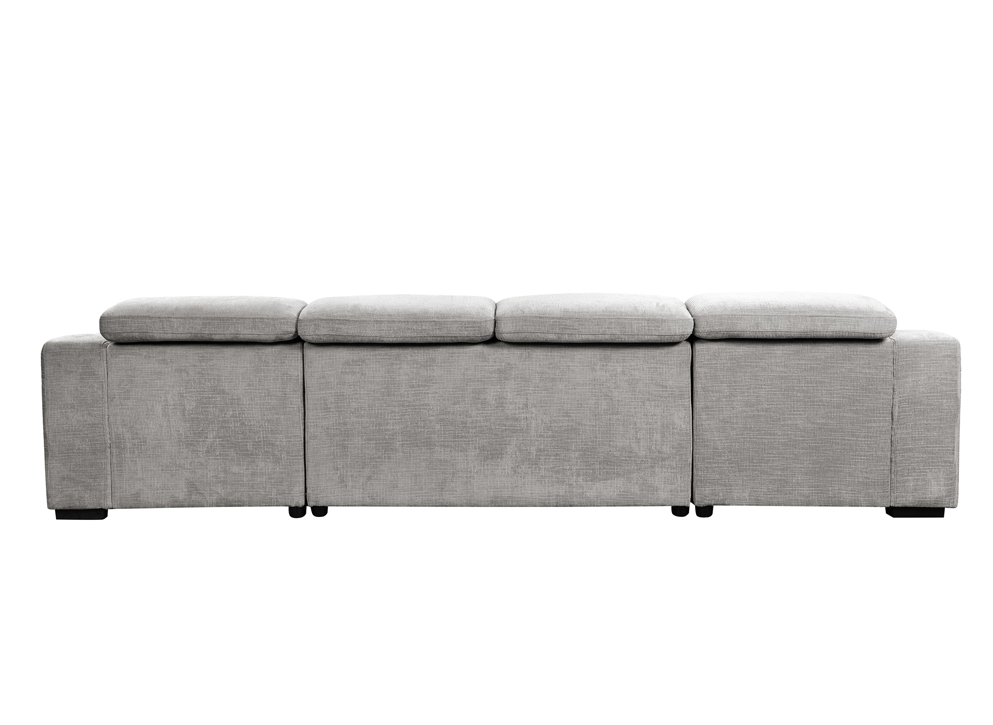 Canapé panoramique convertible avec 2 coffres en velours chiné gris VELORA